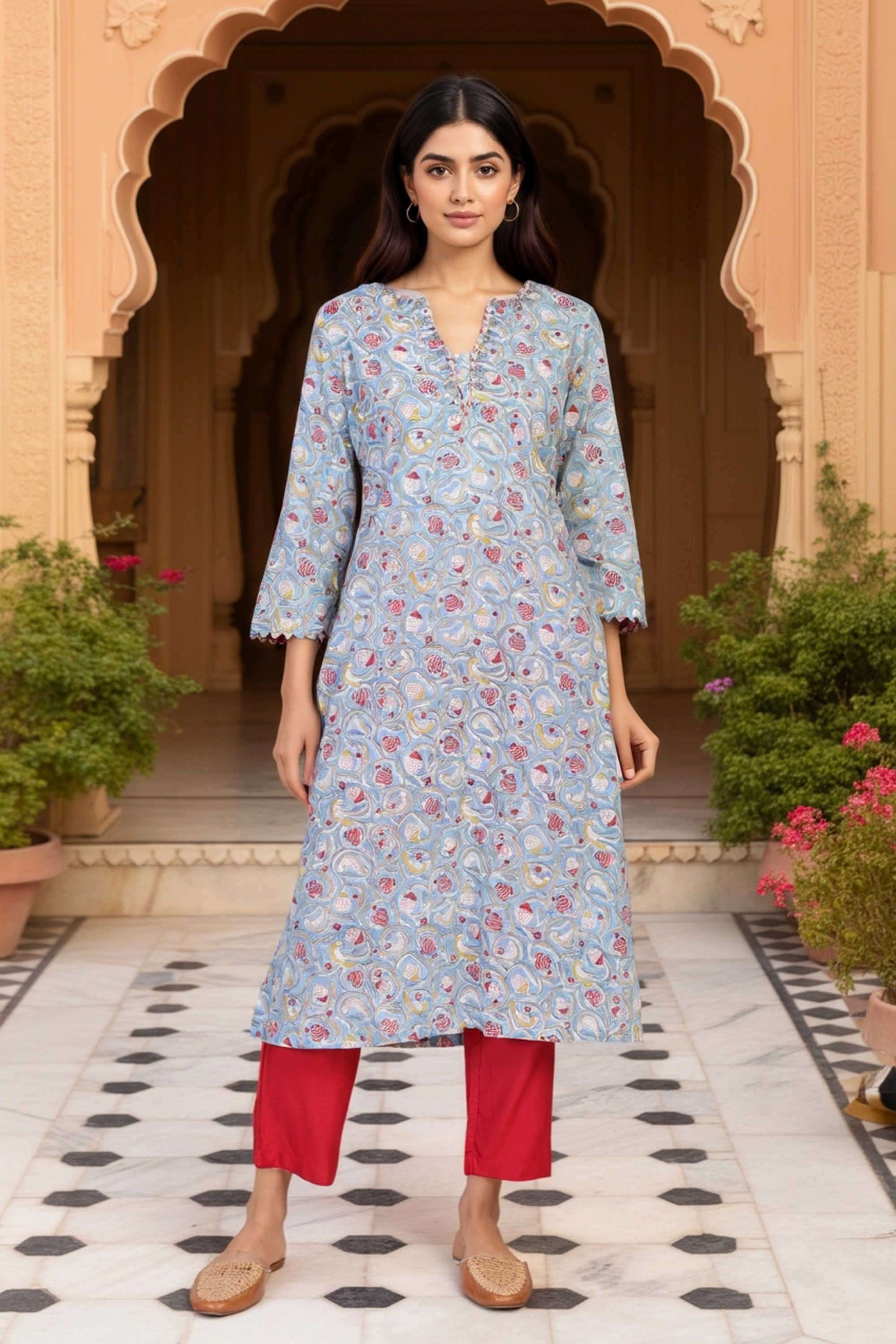 Block-Print-Cotton-Women-s-Festive-Wear-Kurta