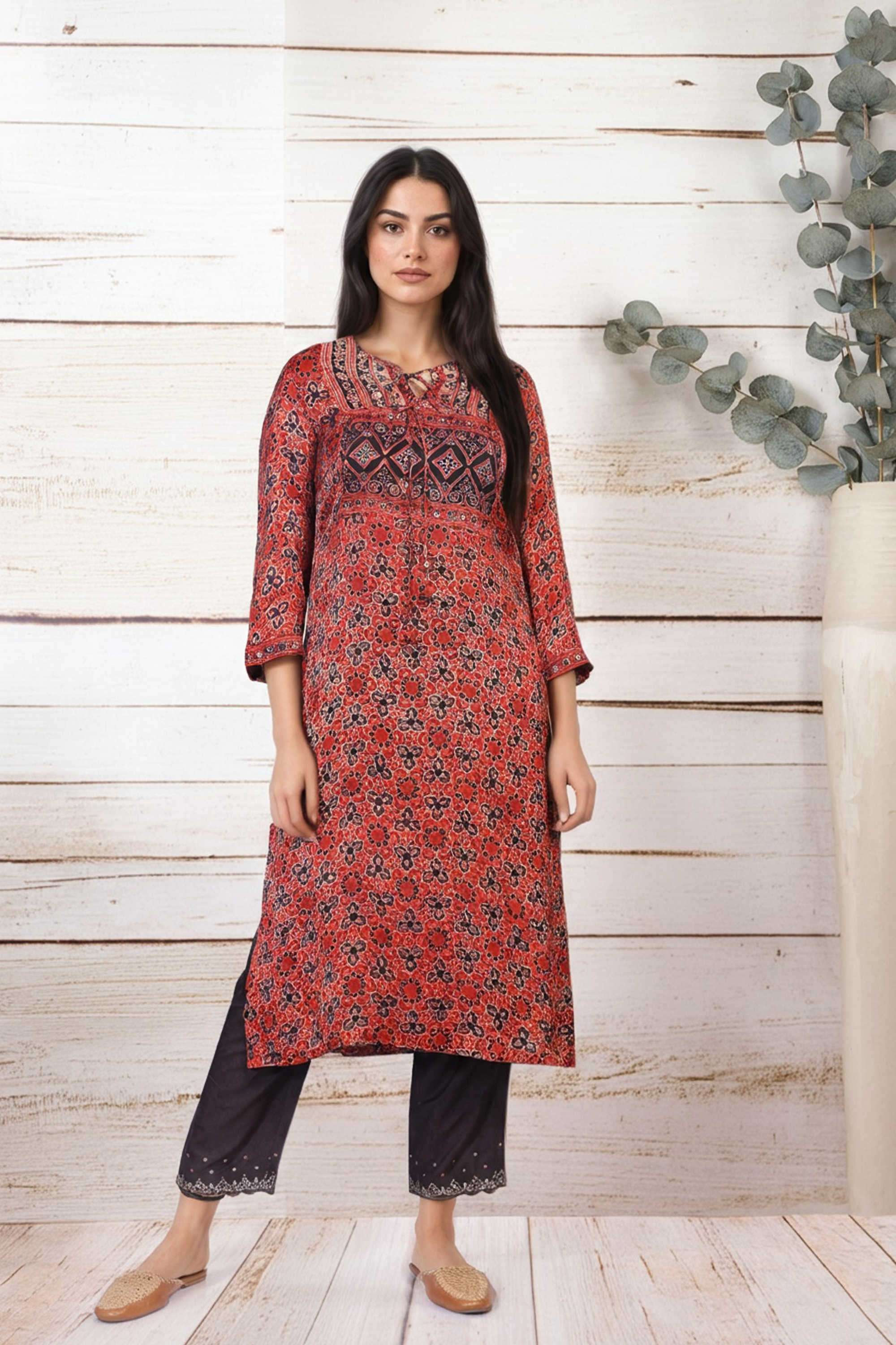 Block-Print-Blended-Fabric-Women-s-Festive-Wear-Kurta