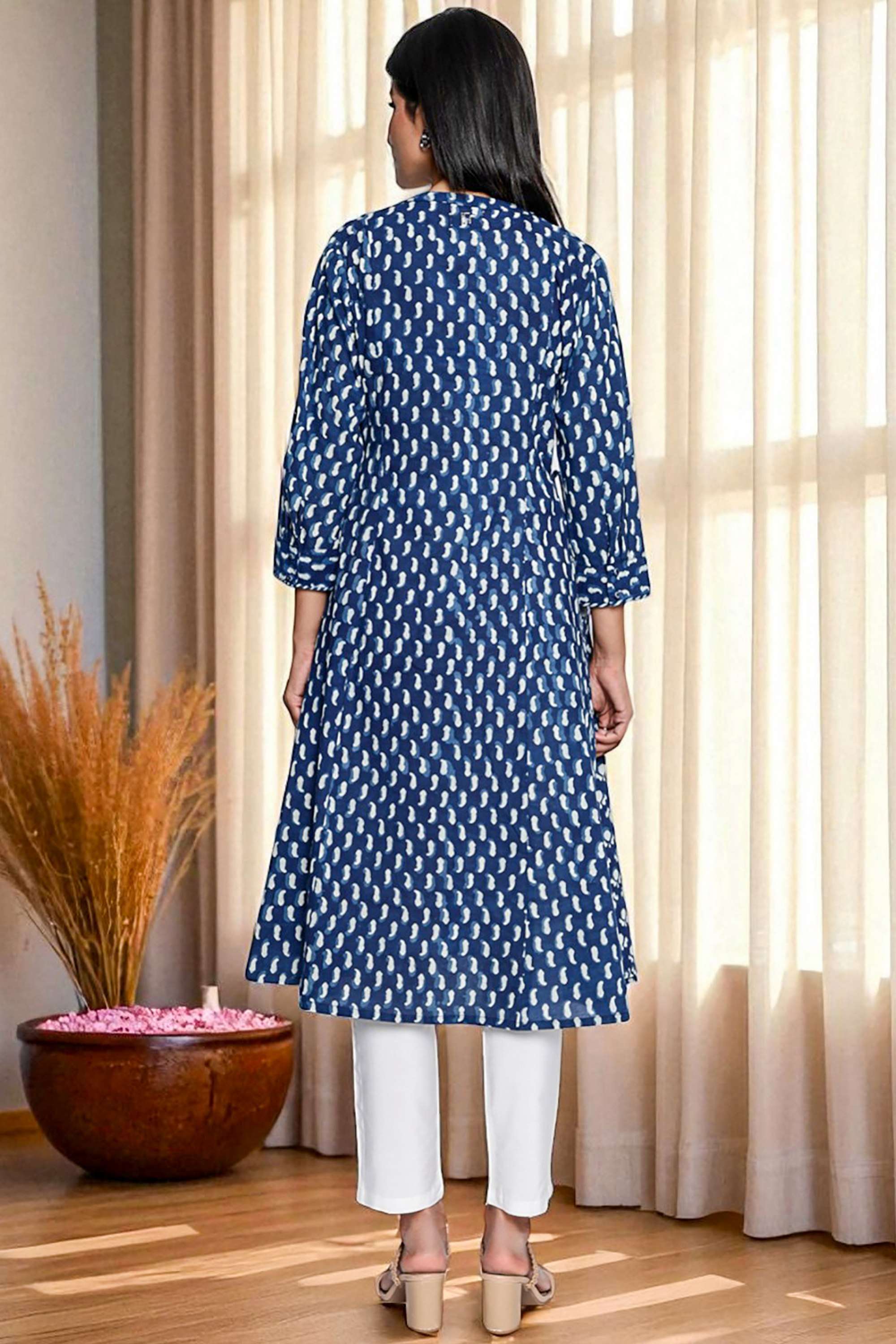 Block-Print-Blended-Fabric-Round-Neck-Women-s-Ethnic-Kurta