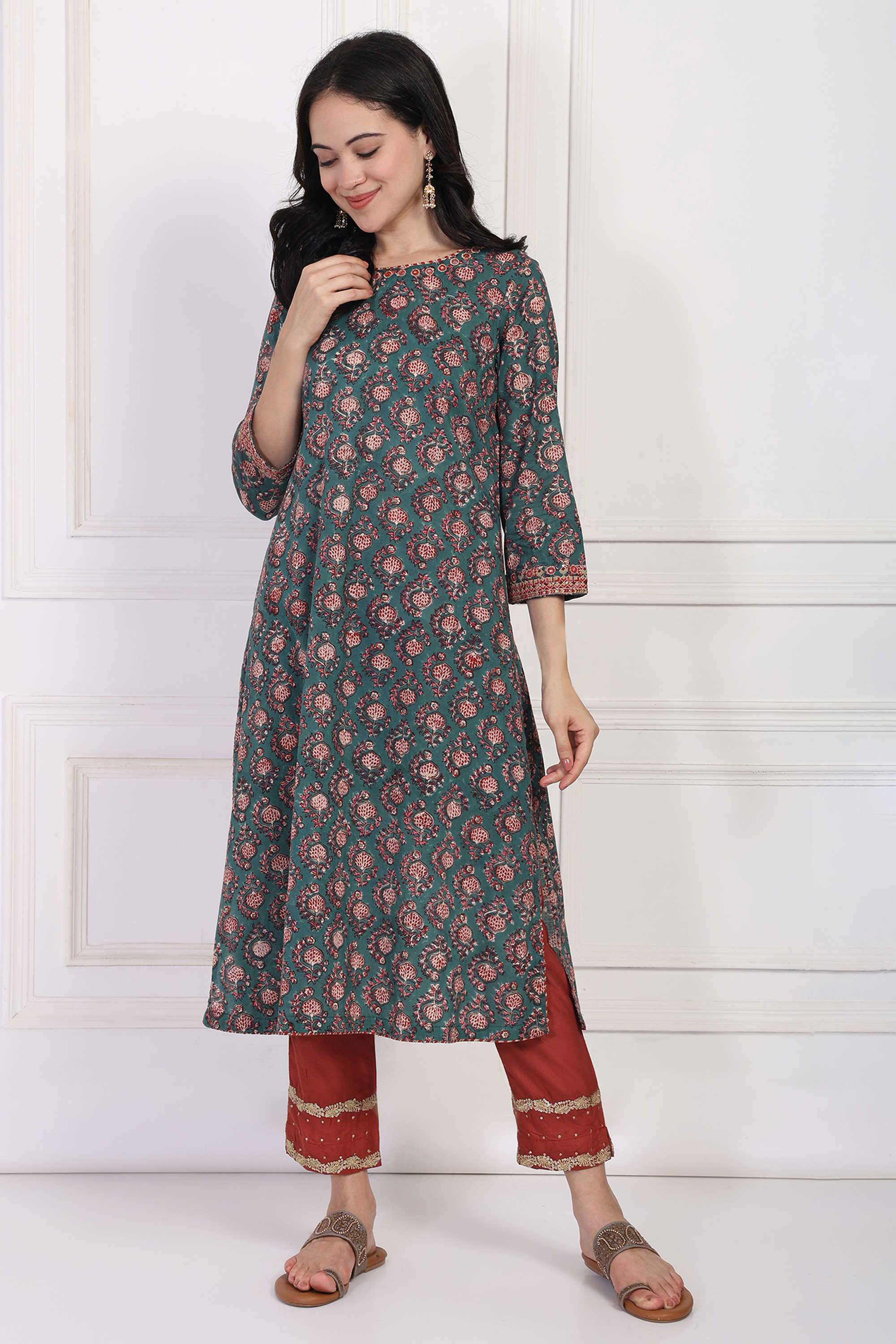 Block-Print-Cotton-Women-s-Festive-Wear-Kurta