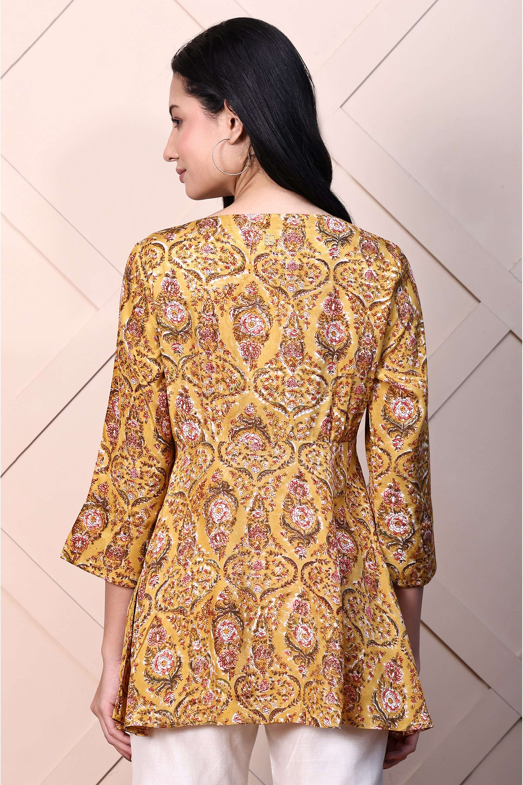 Floral-Round-Neck-Women-Fusion-Wear-Top