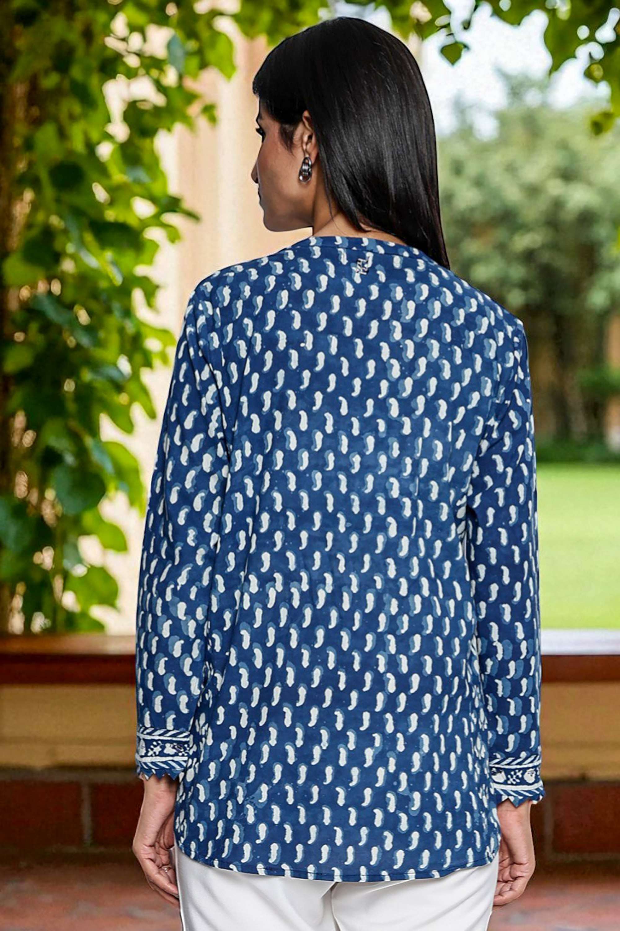 Printed-Collared-Women-Fusion-Wear-Top