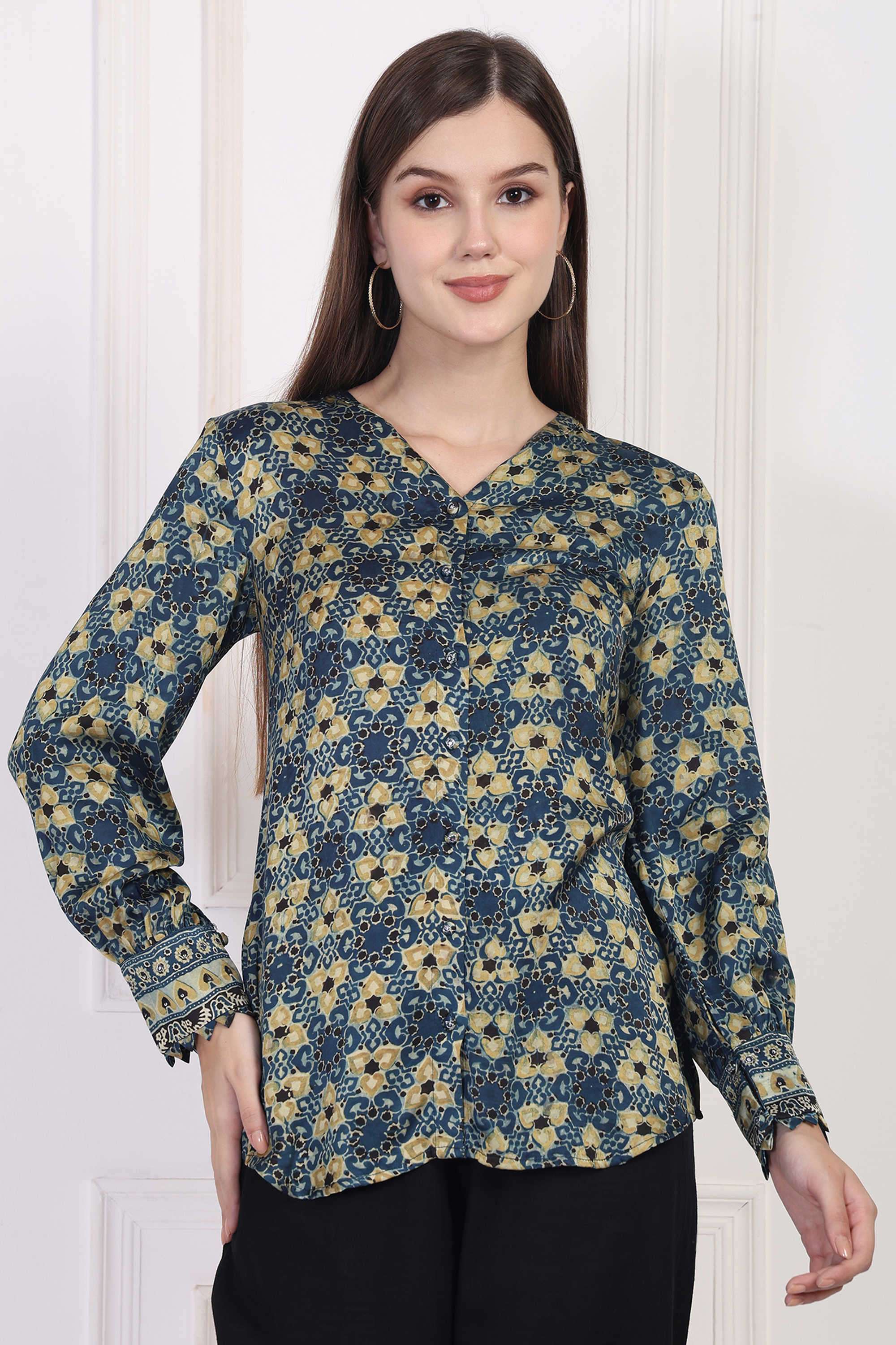 Abstract-Blended-Fabric-Women-s-Top