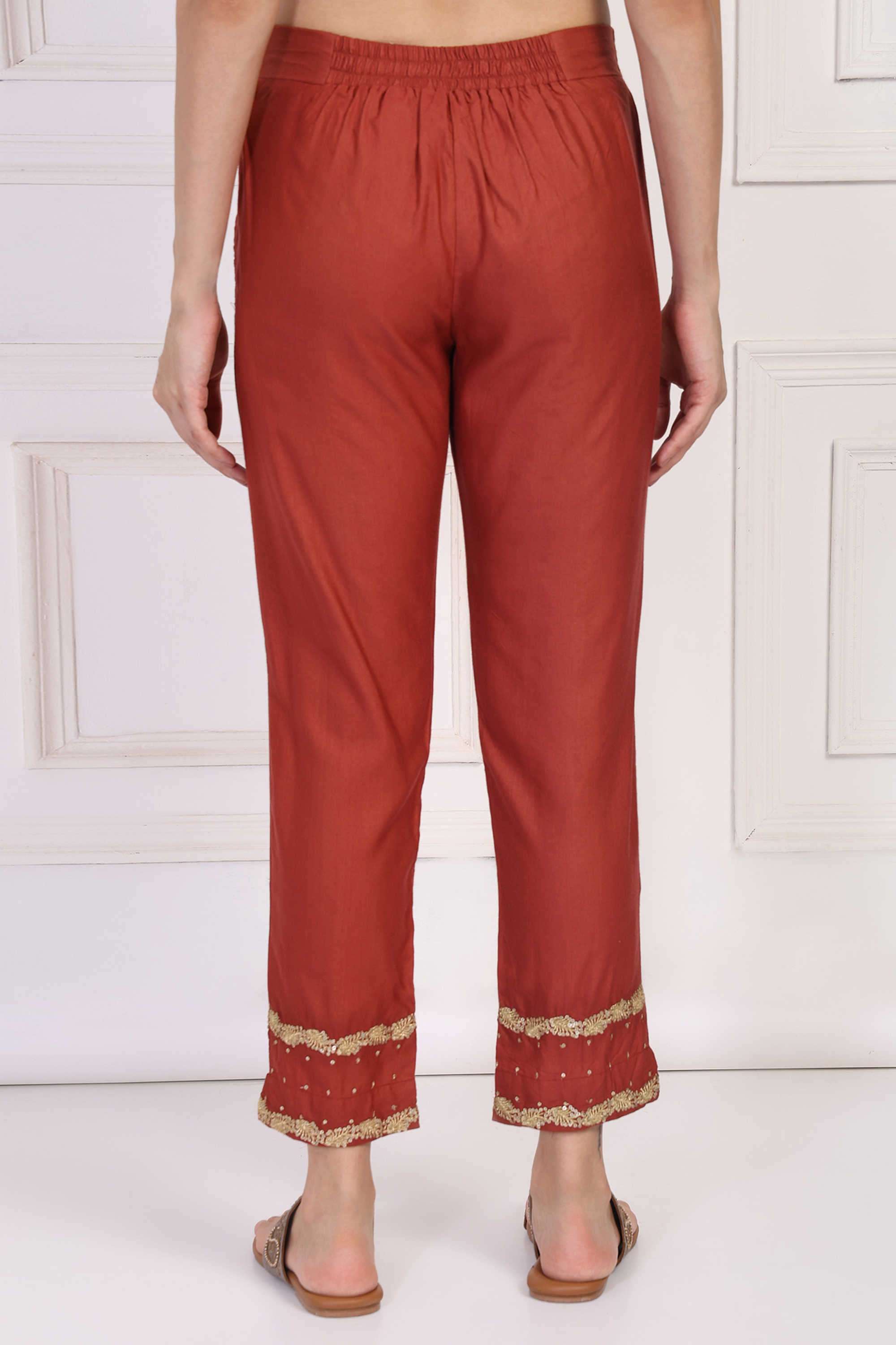 Embroidered-Blended-Fabric-Women-Pants