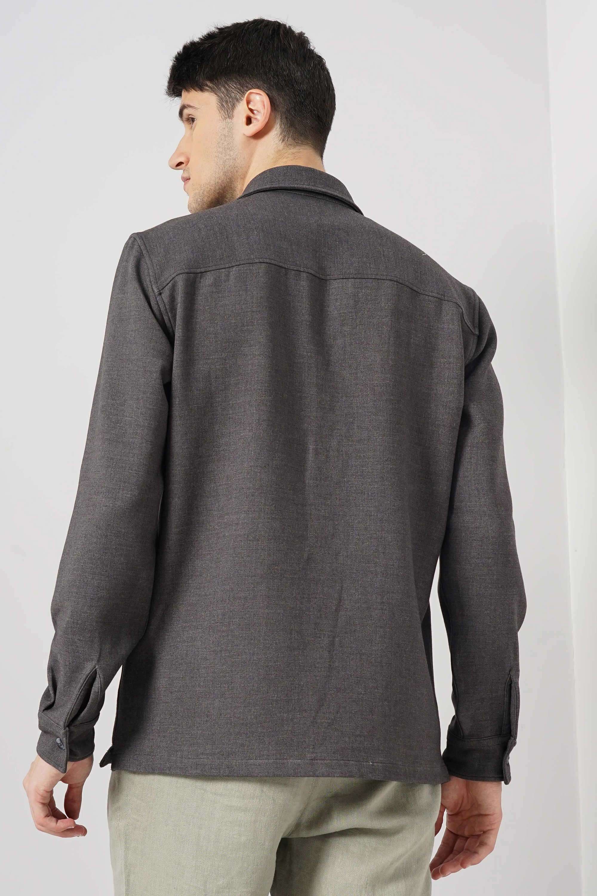 Solid-Polyester-Blend-Relaxed-Fit-Men-s-Casual-Wear-Shirt