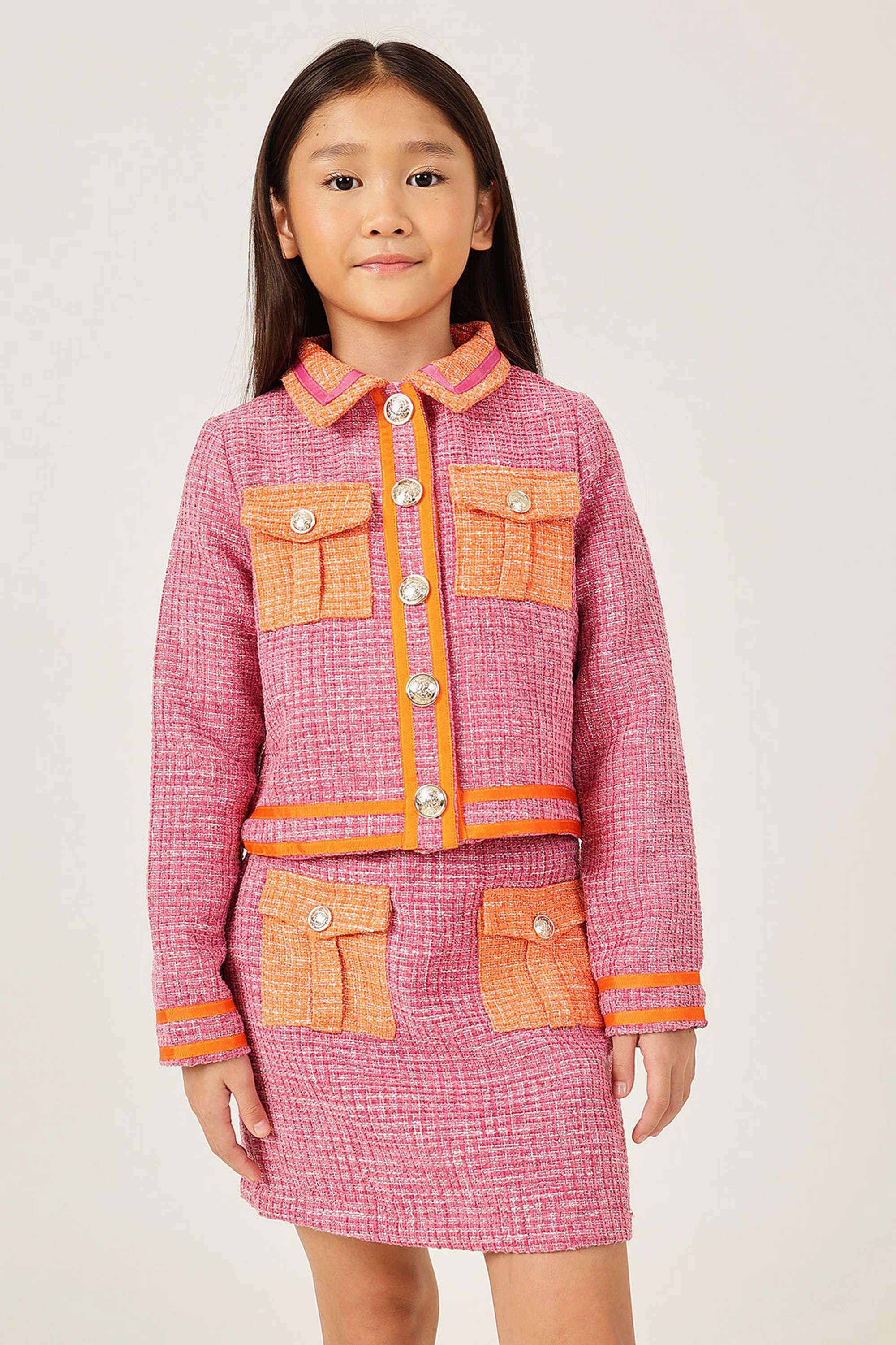 Textured-Polyester-Collared-Girls-Jacket