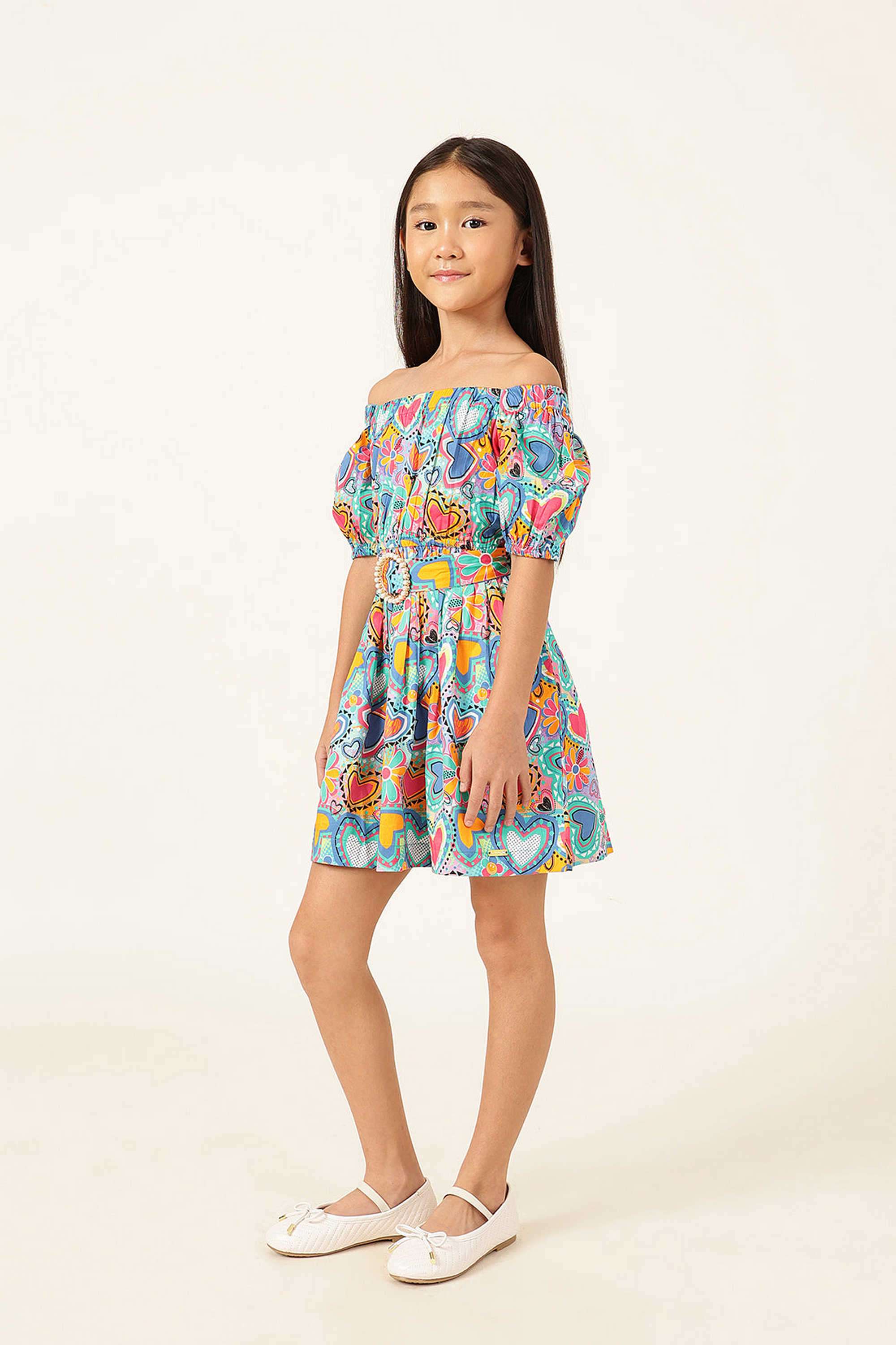Printed-Cotton-Round-Neck-Girls-Casual-Wear-Dress