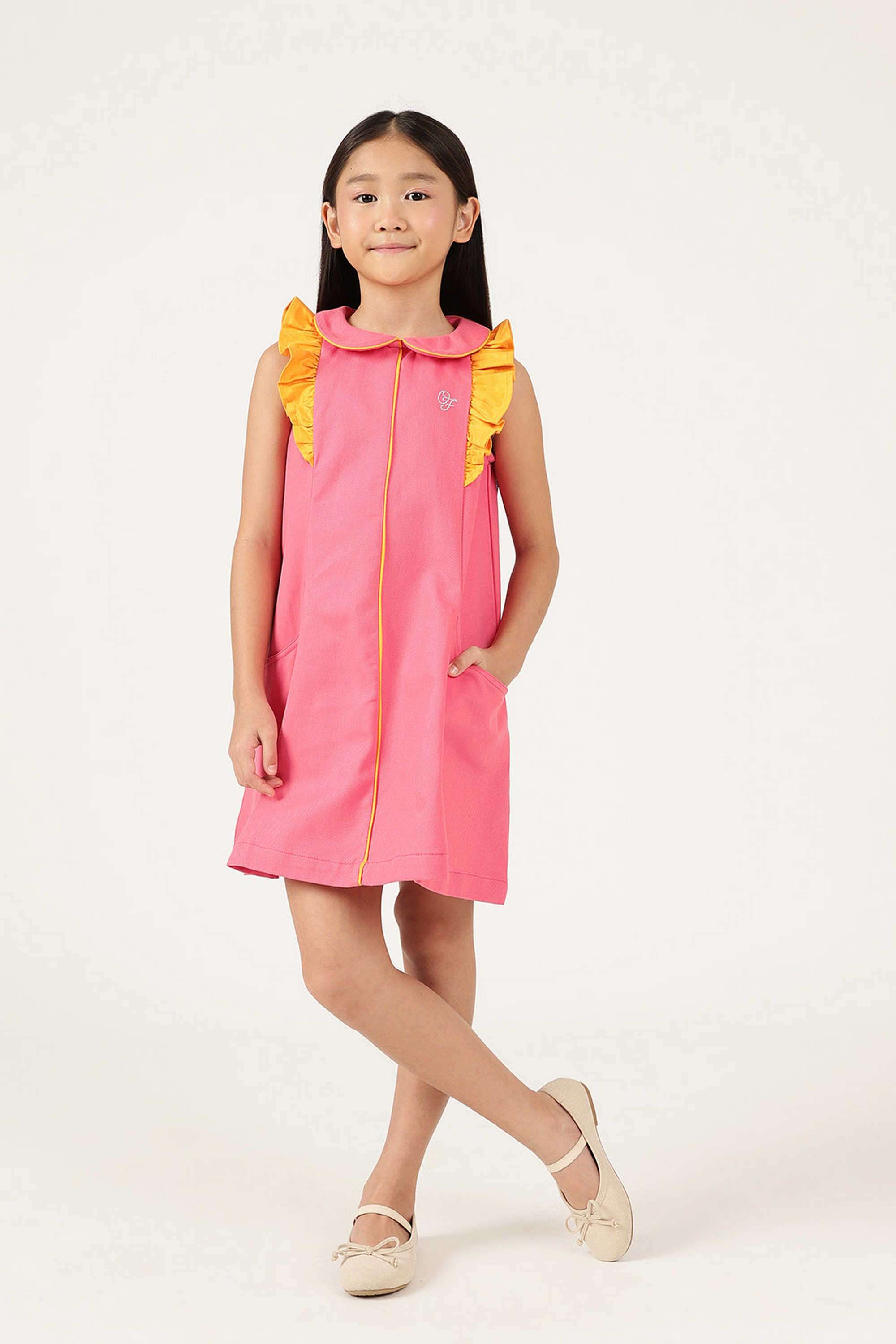 Solid-Cotton-Round-Neck-Girls-Casual-Wear-Dress