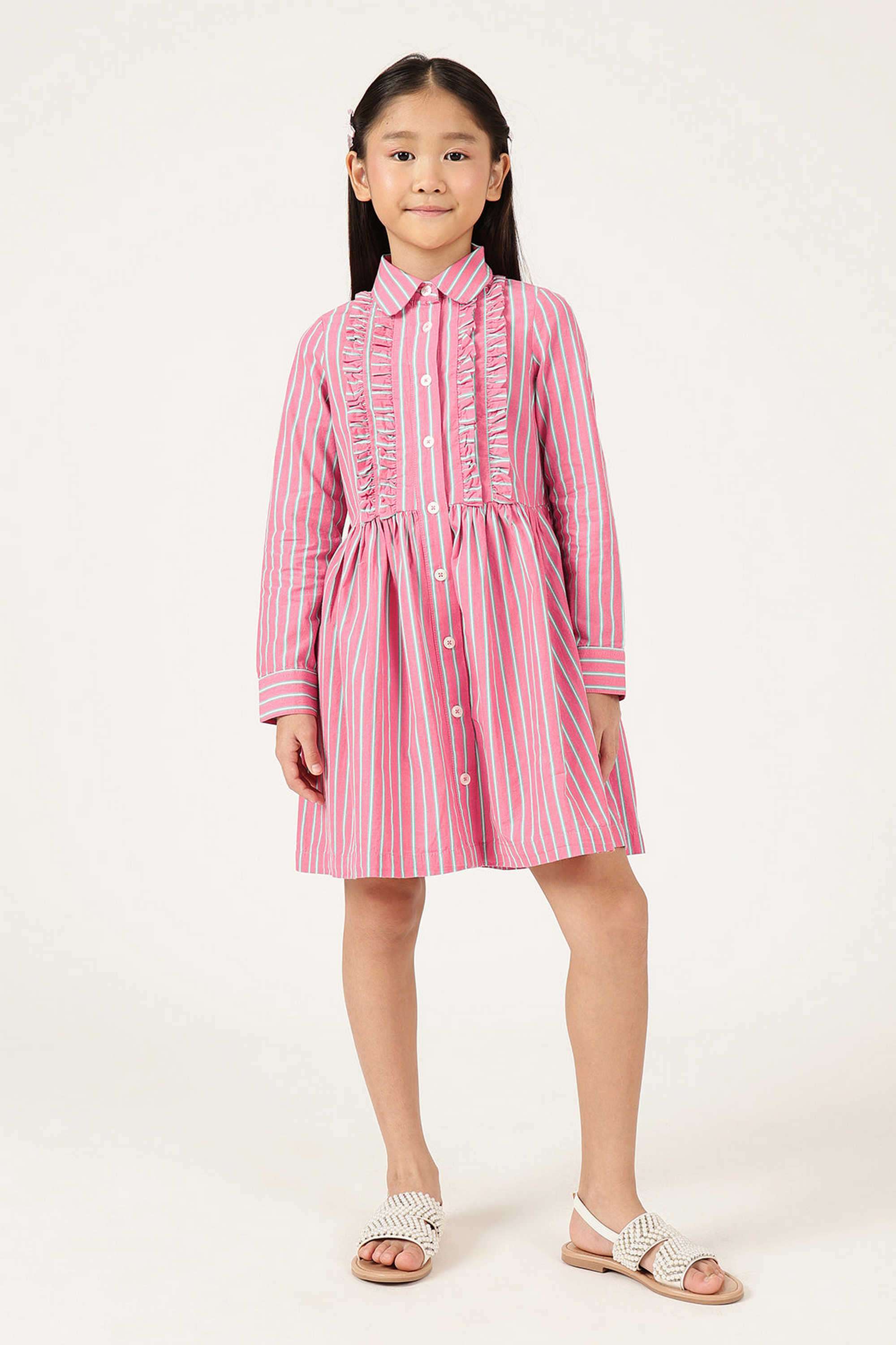 Stripes-Cotton-Round-Neck-Girls-Casual-Wear-Dress