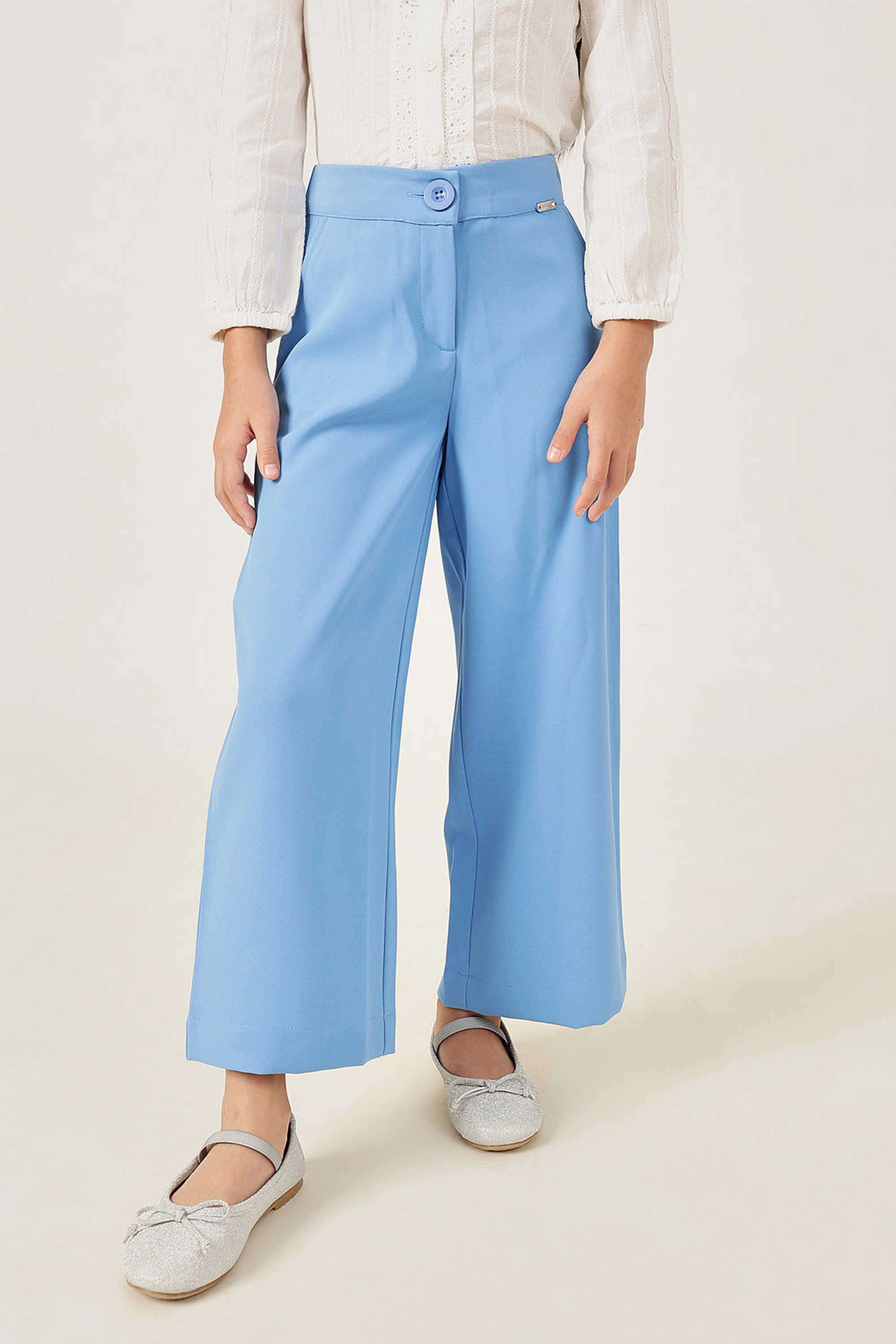 Solid-Polyester-Regular-Fit-Girls-Trousers