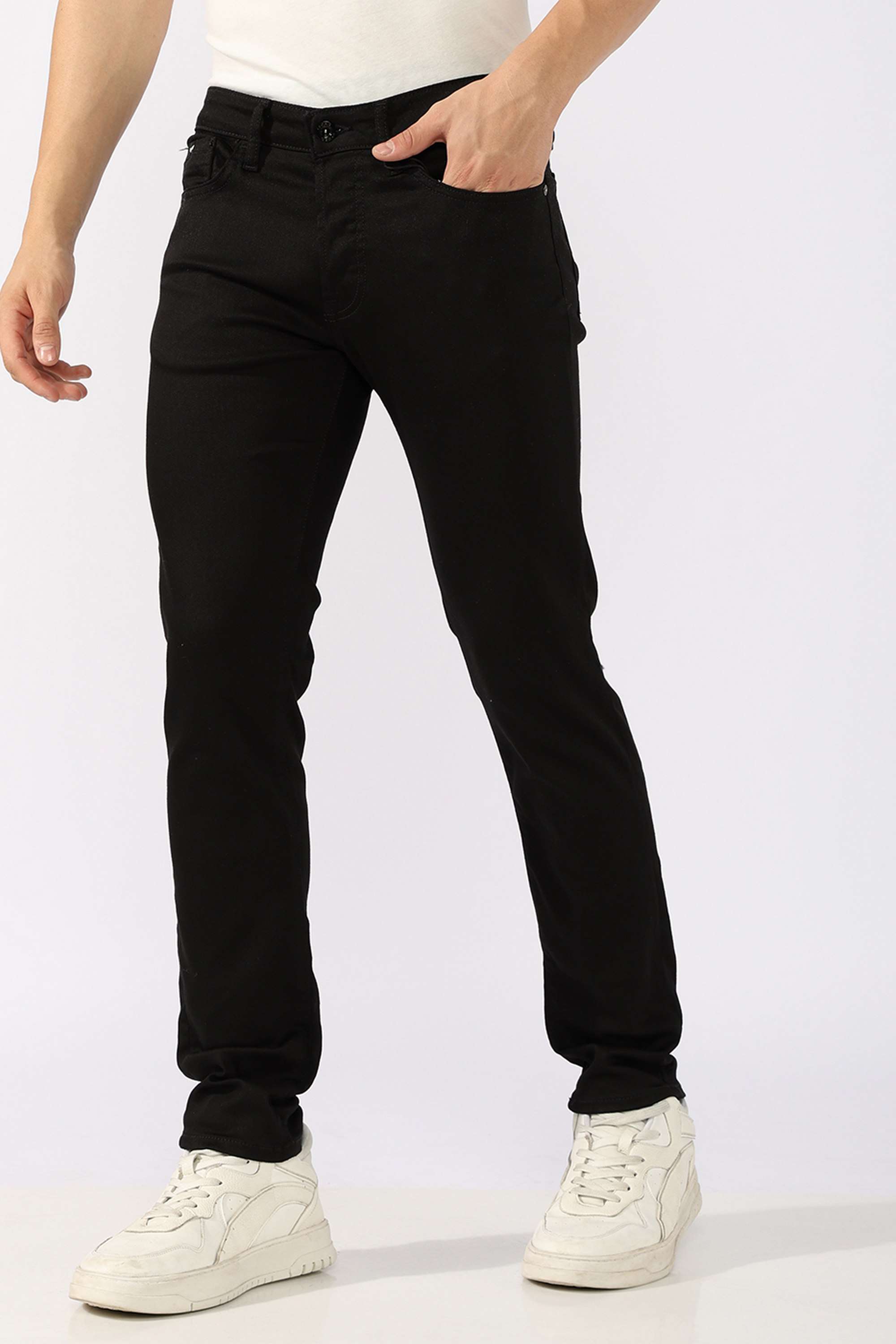 Solid-Cotton-Blend-Slim-Fit-Men-s-Jeans