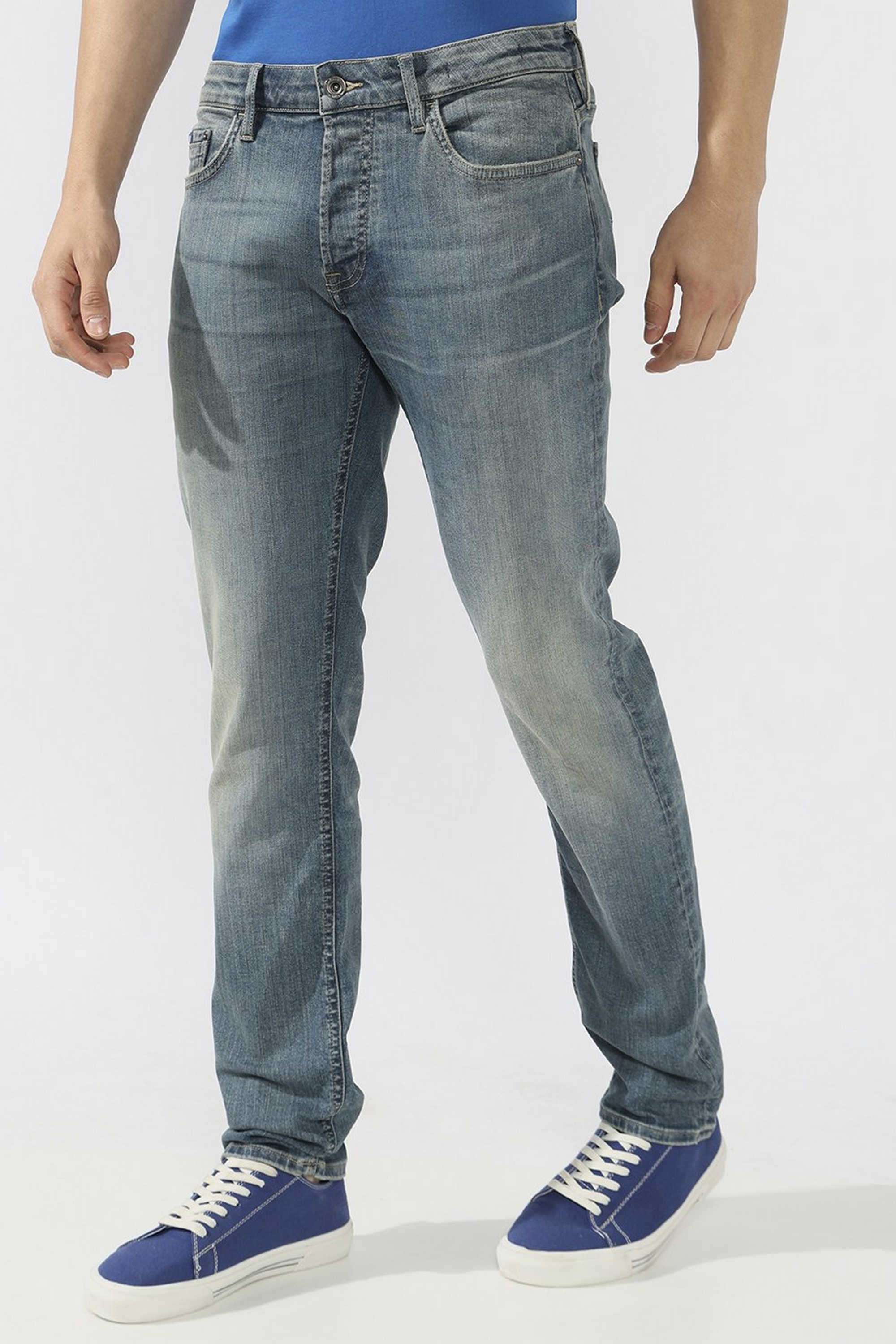 Solid-Polyester-Cotton-Slim-Fit-Men-s-Jeans