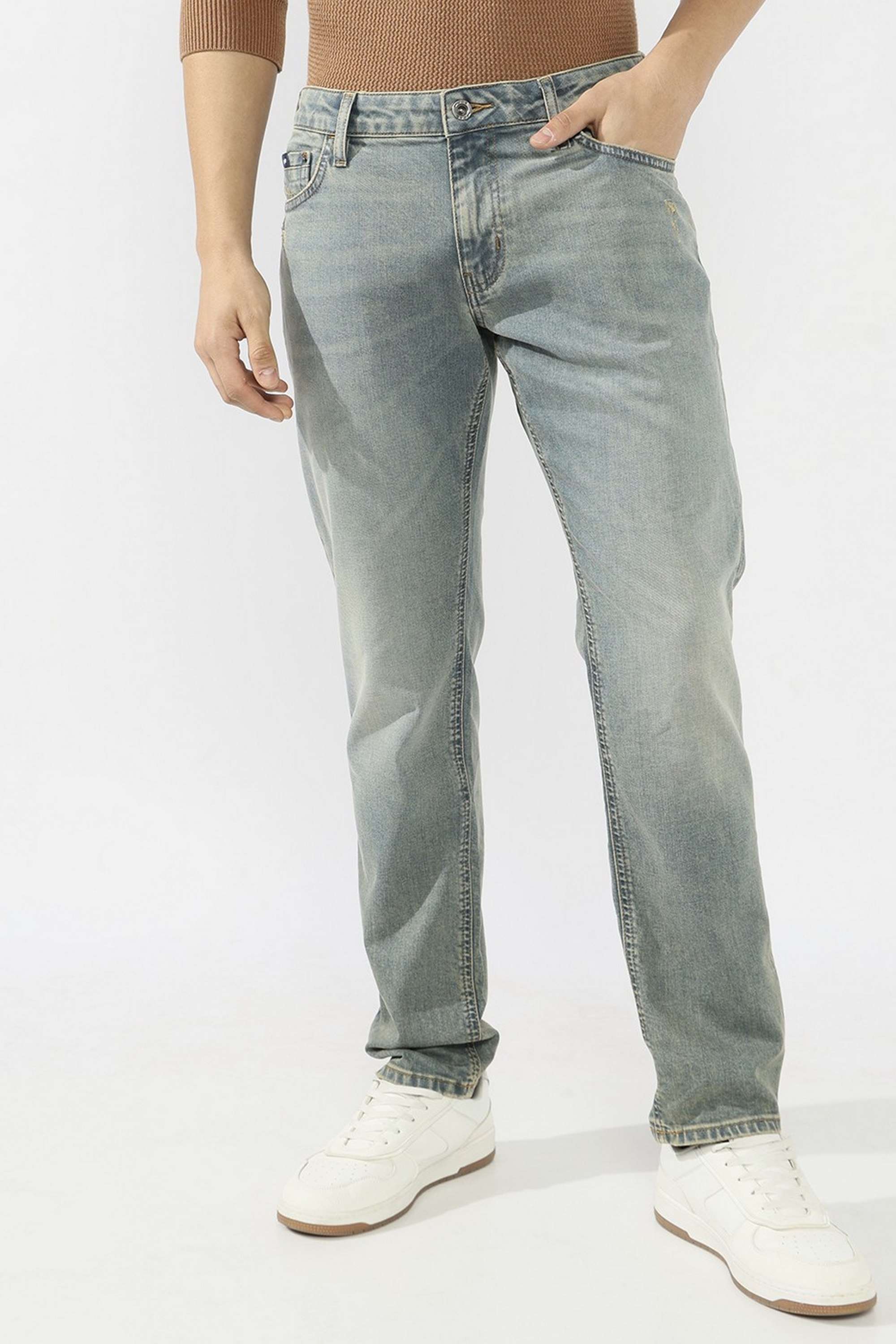 Solid-Cotton-Blend-Straight-Fit-Men-s-Jeans
