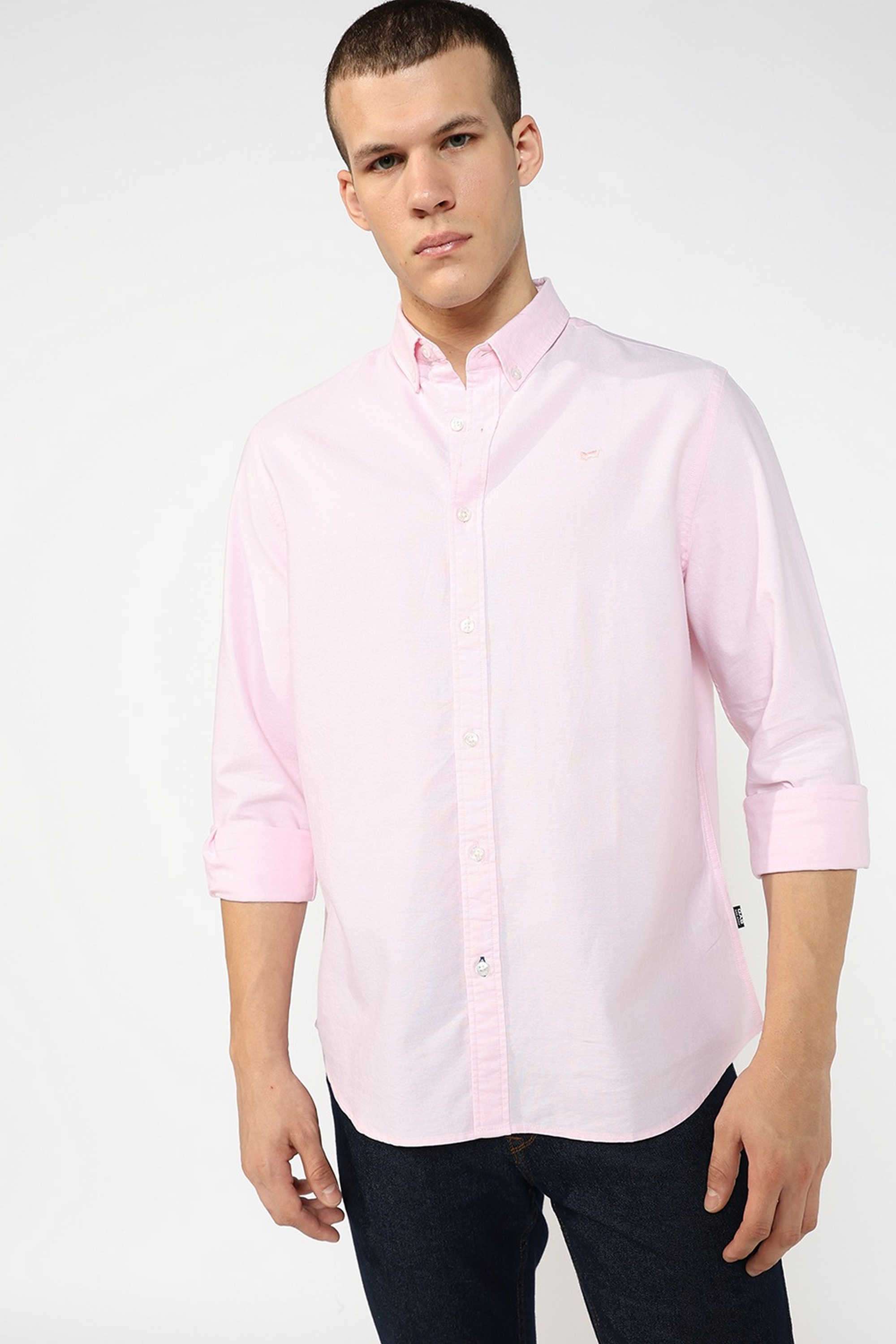 Solid-Cotton-Regular-Fit-Men-s-Casual-Shirt