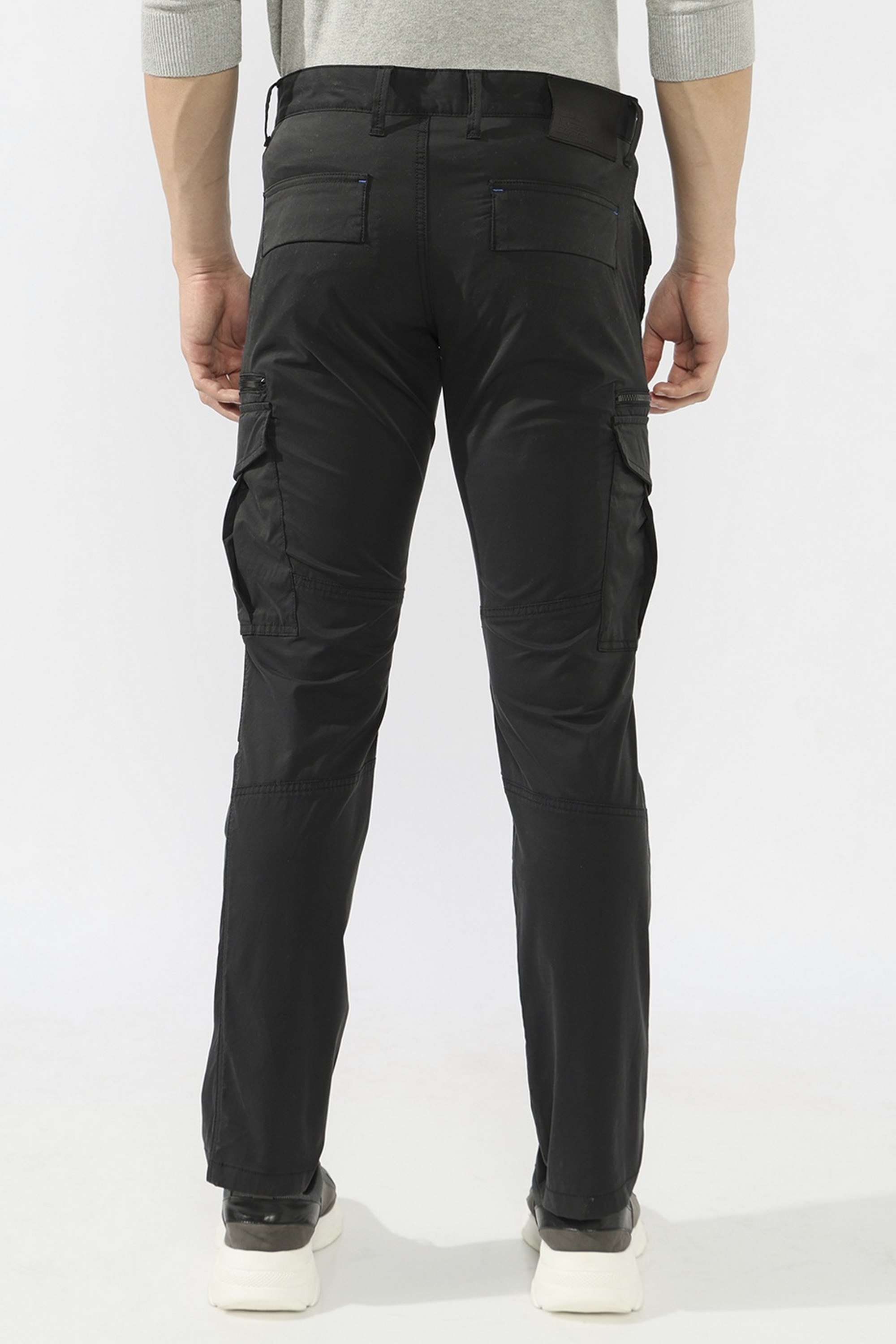 Solid-Cotton-Blend-Straight-Fit-Men-s-Trousers