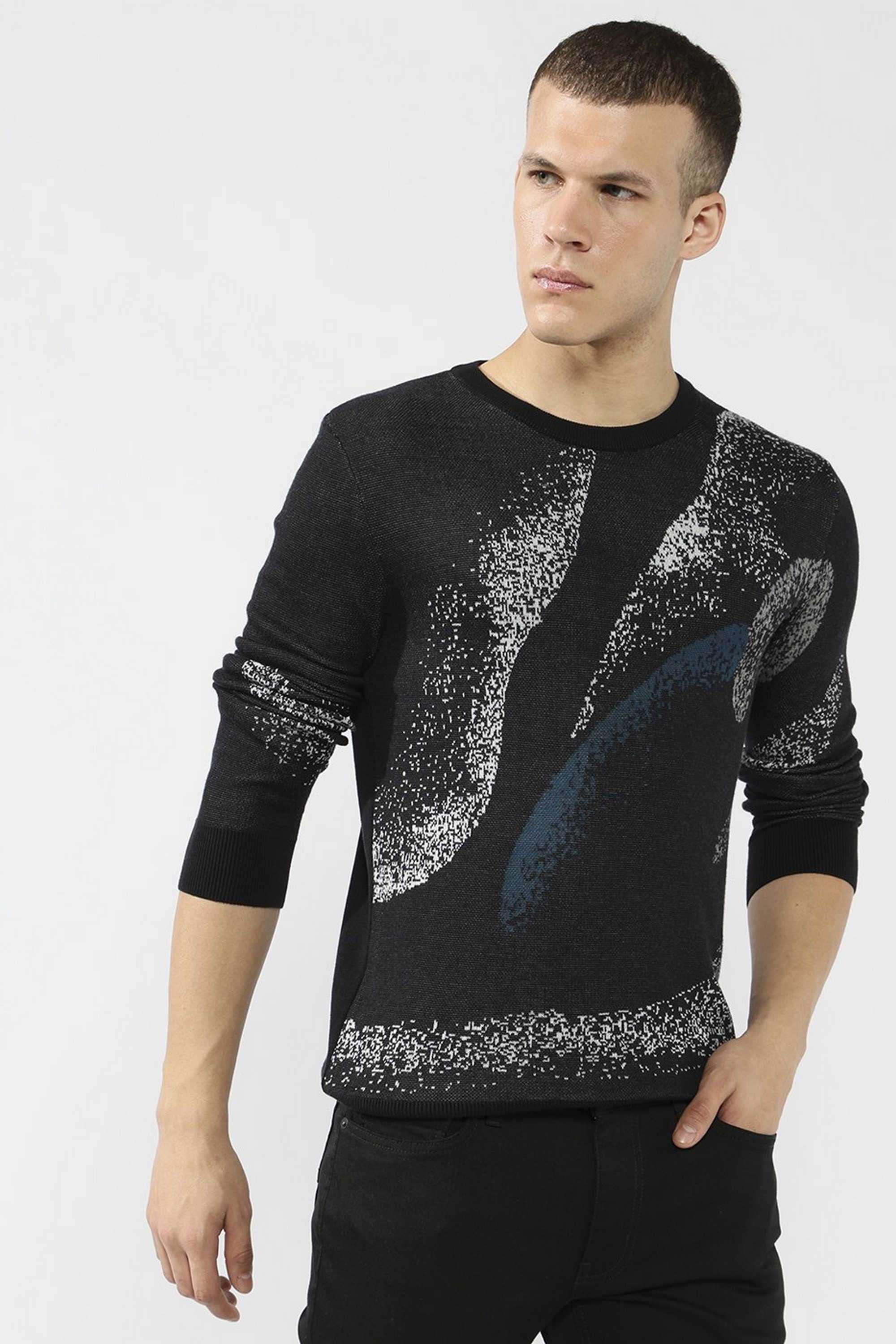 Abstract-Cotton-Henley-Men-s-Pullover