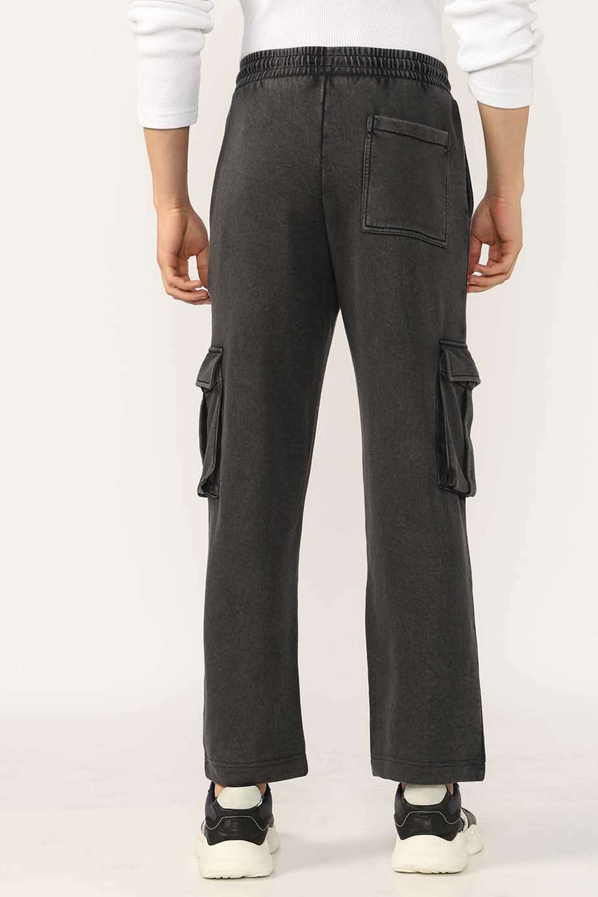Solid-Blended-Fabric-Straight-Fit-Men-s-Track-Pants