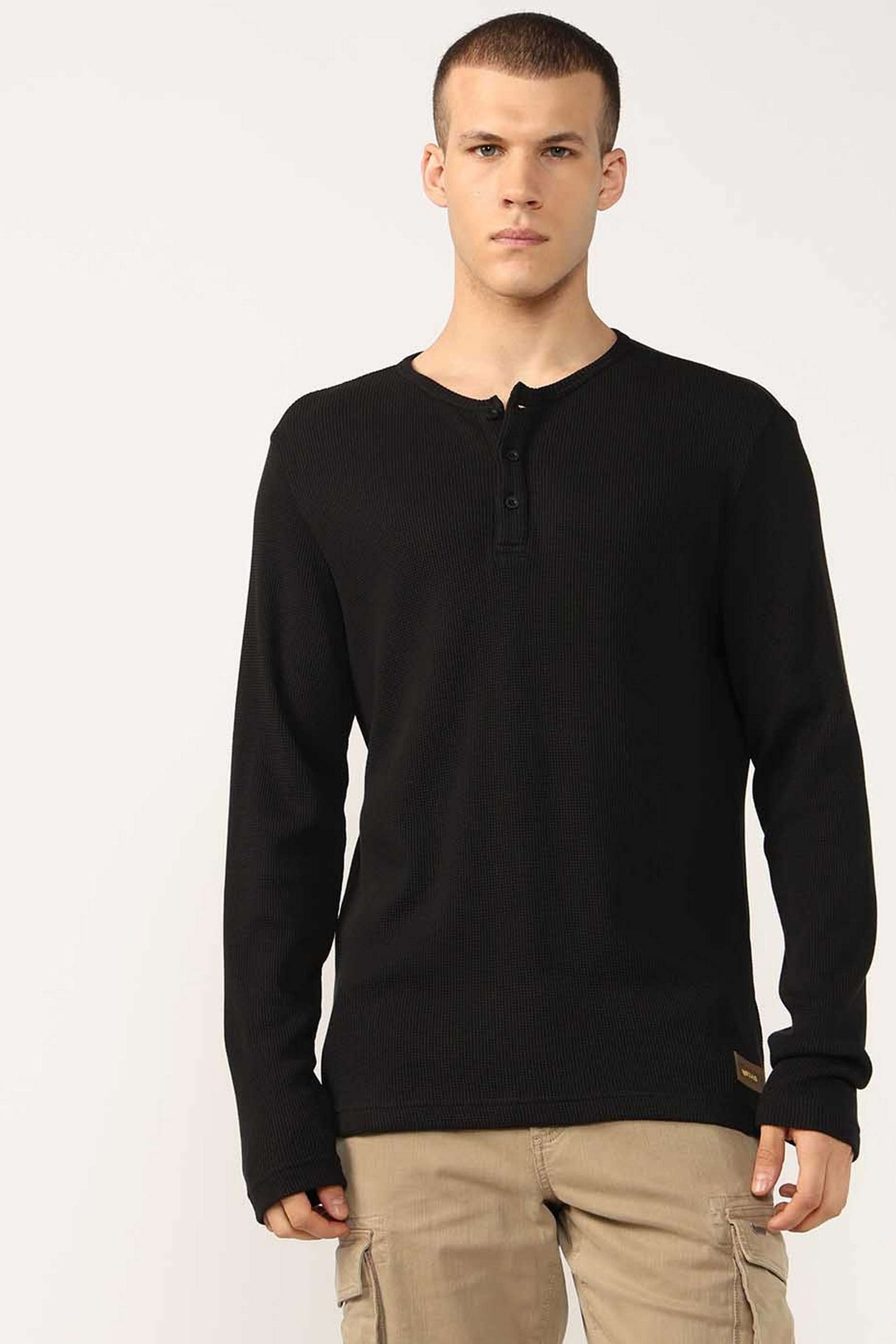 Solid-Cotton-Henley-Men-s-T-Shirt