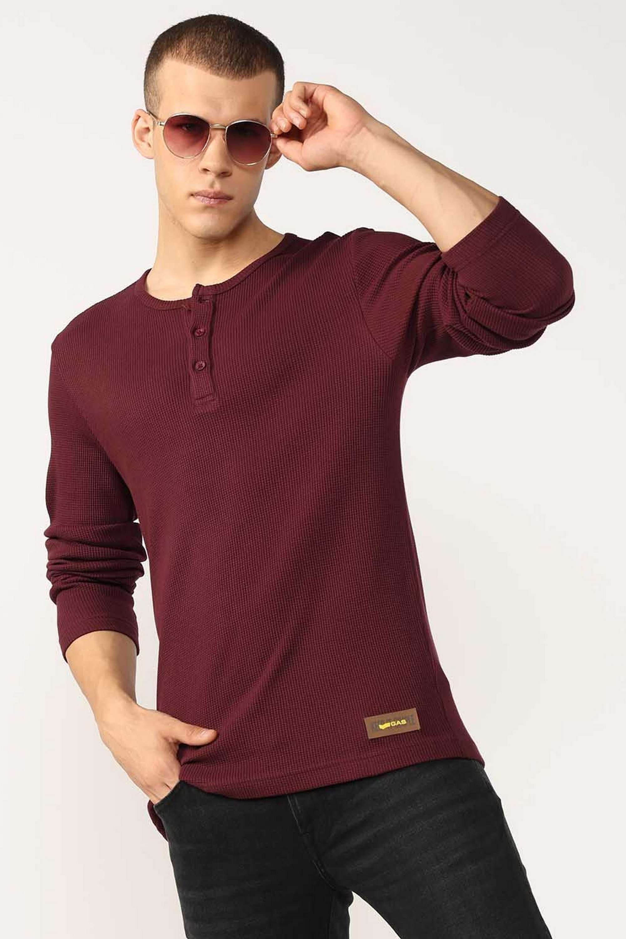 Solid-Cotton-Henley-Men-s-T-Shirt