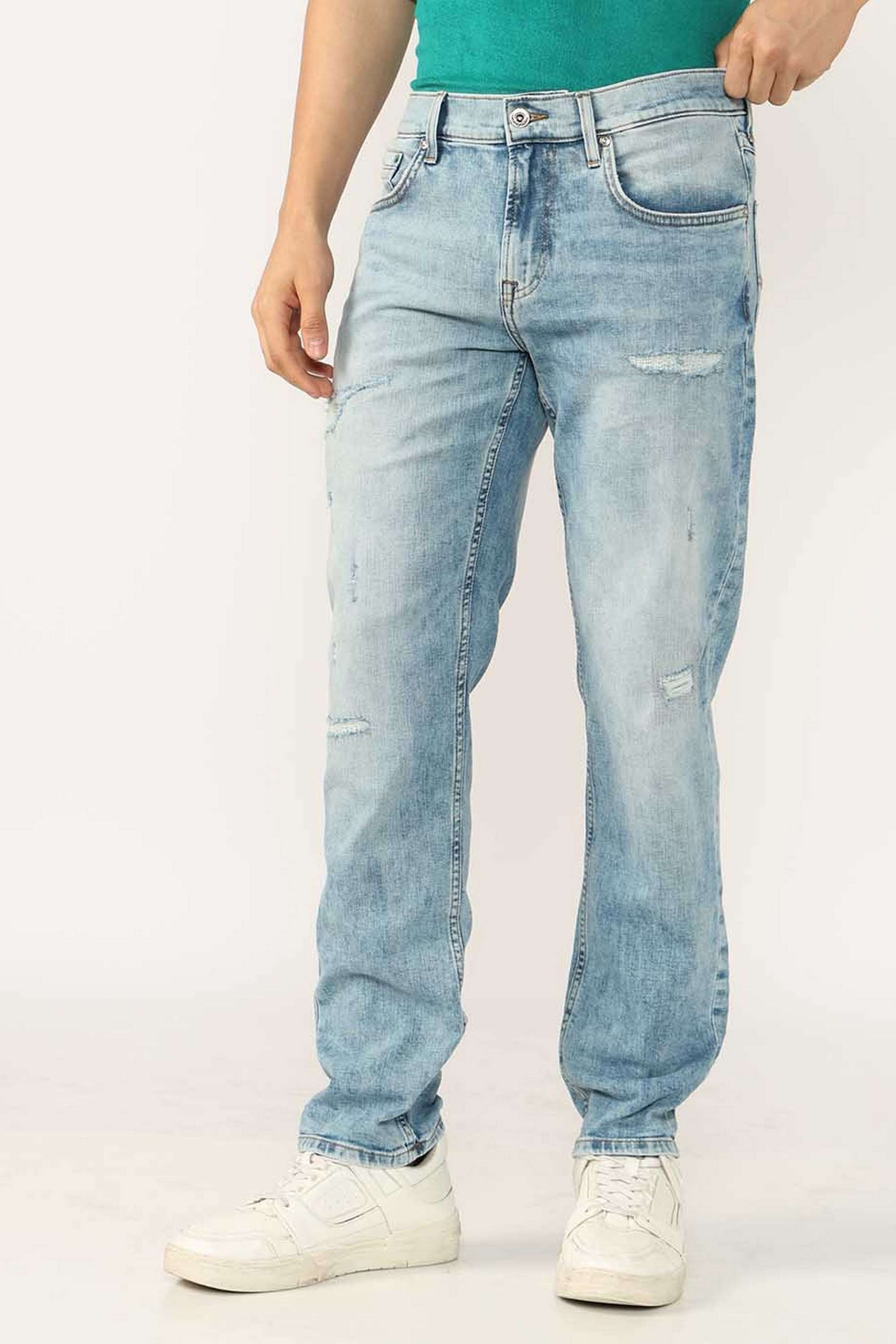Solid-Blended-Fabric-Straight-Fit-Men-s-Jeans