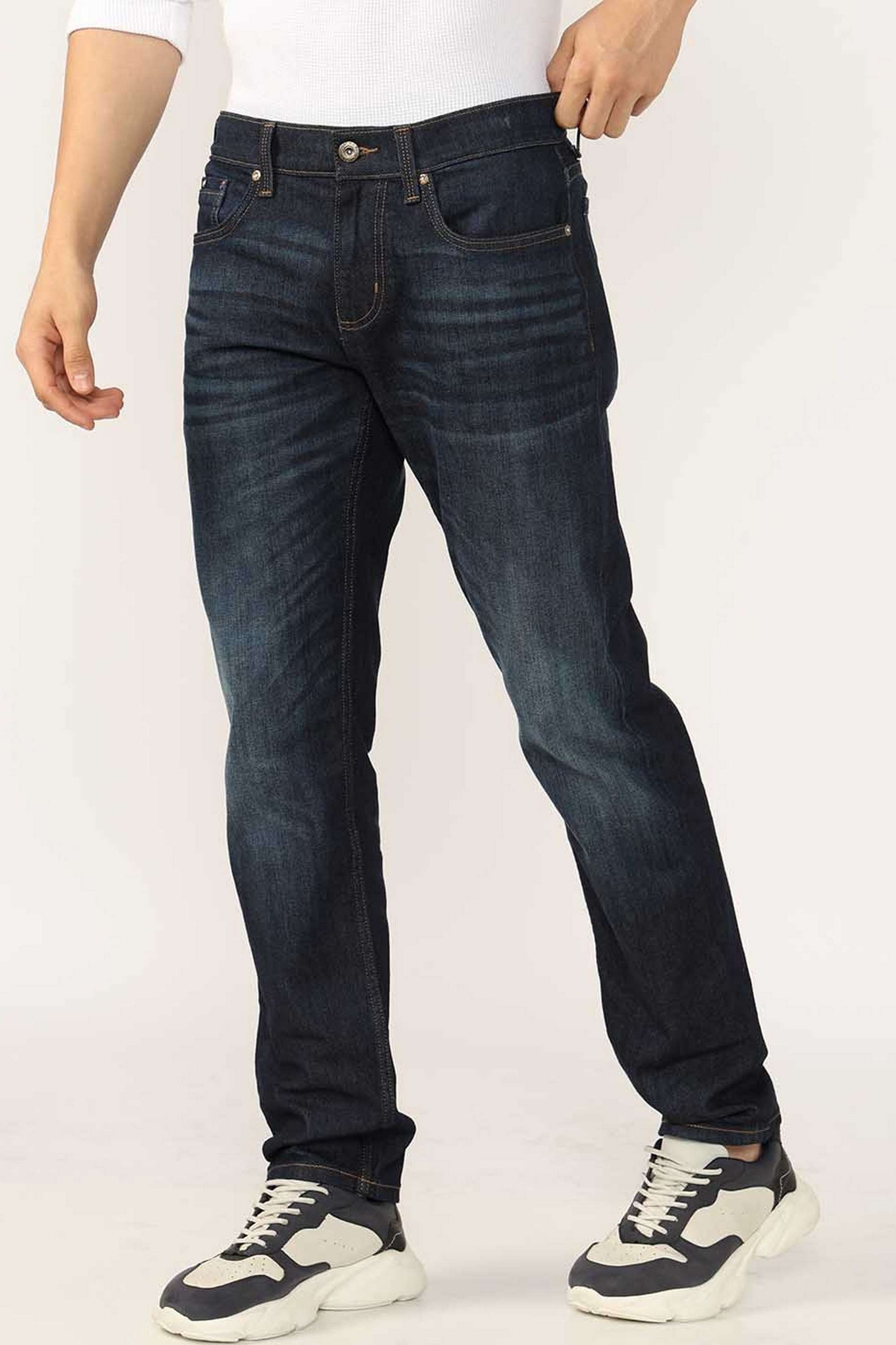 Solid-Cotton-Blend-Straight-Fit-Men-s-Jeans