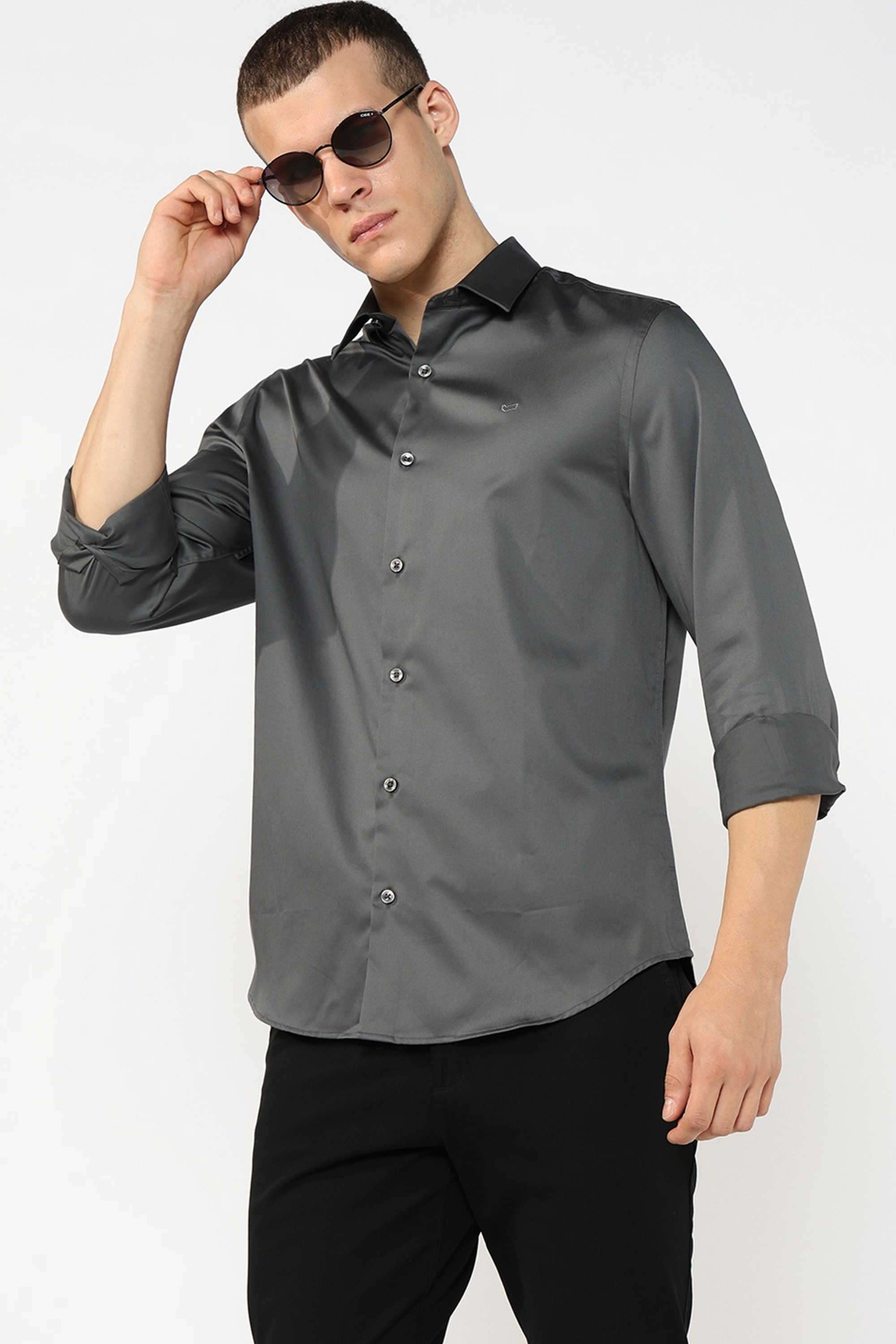 Solid-Cotton-Stretch-Regular-Fit-Men-s-Casual-Shirt