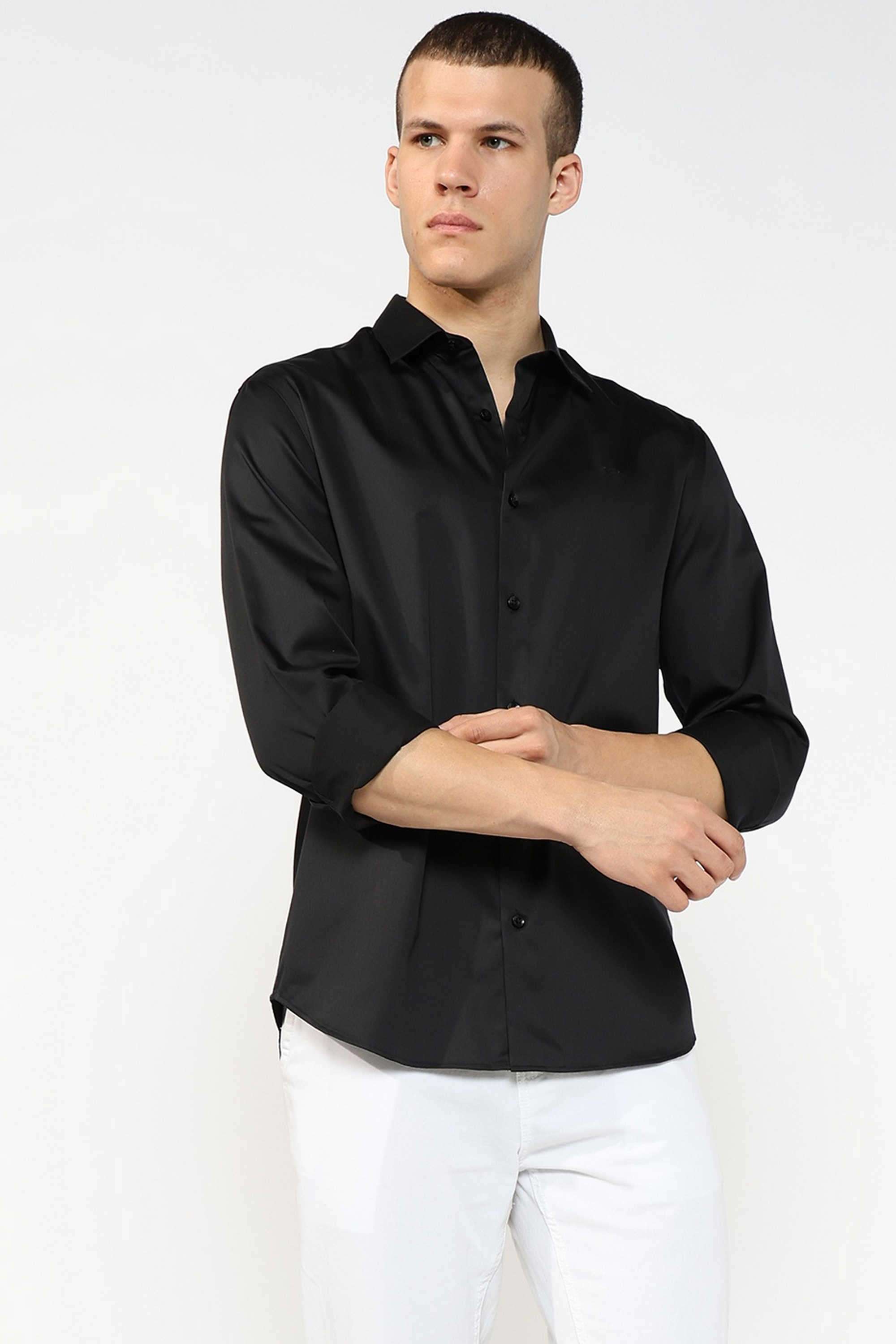 Solid-Cotton-Stretch-Regular-Fit-Men-s-Casual-Shirt