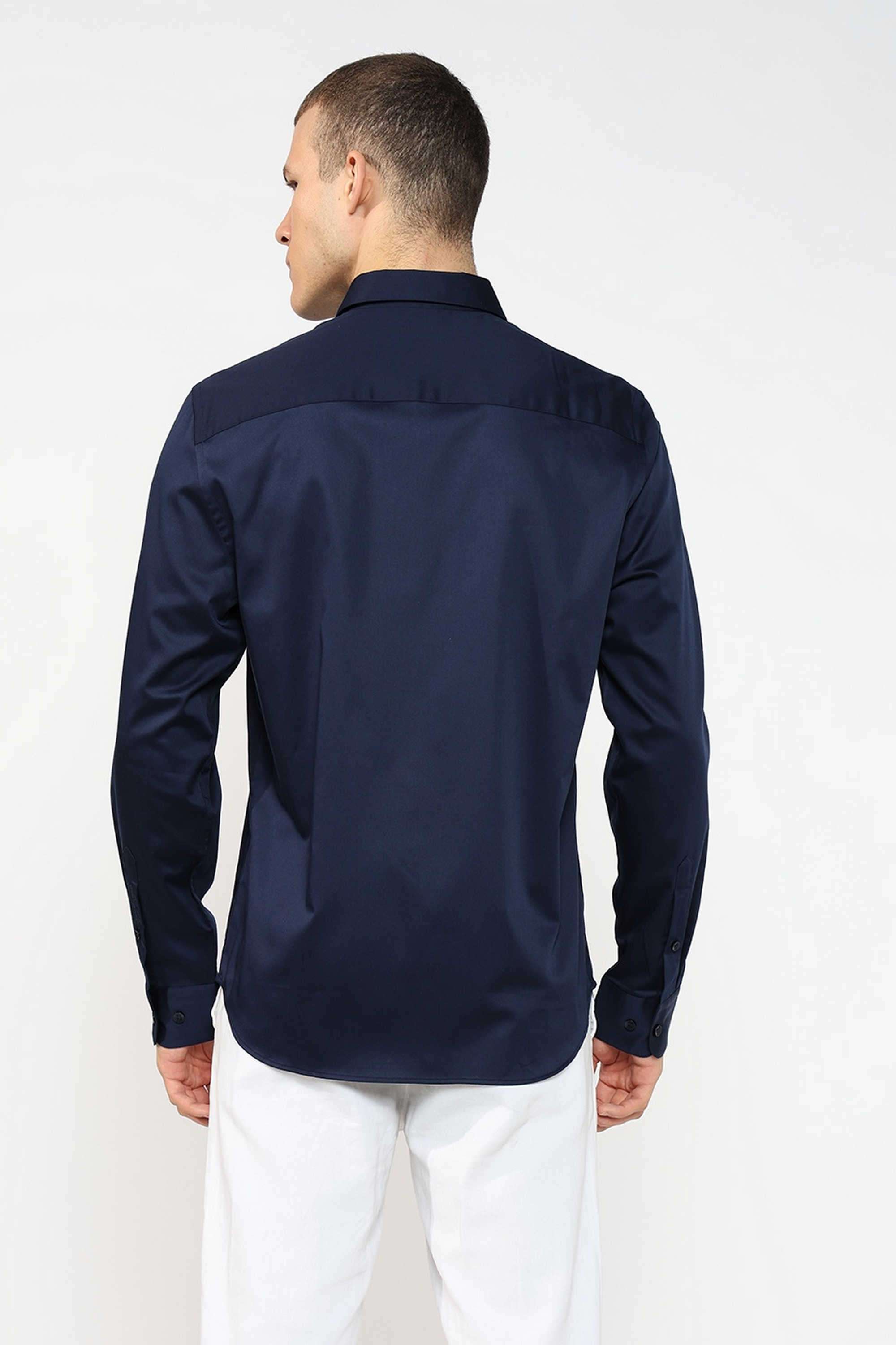 Solid-Cotton-Stretch-Regular-Fit-Men-s-Casual-Shirt