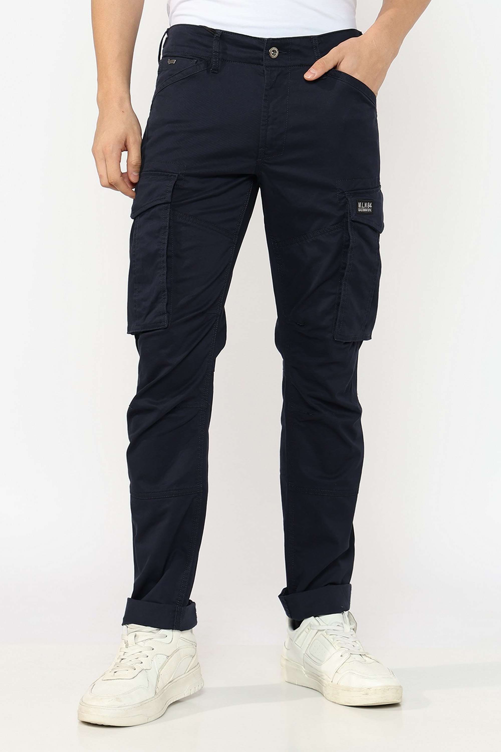 Solid-Cotton-Blend-Straight-Fit-Men-s-Trousers