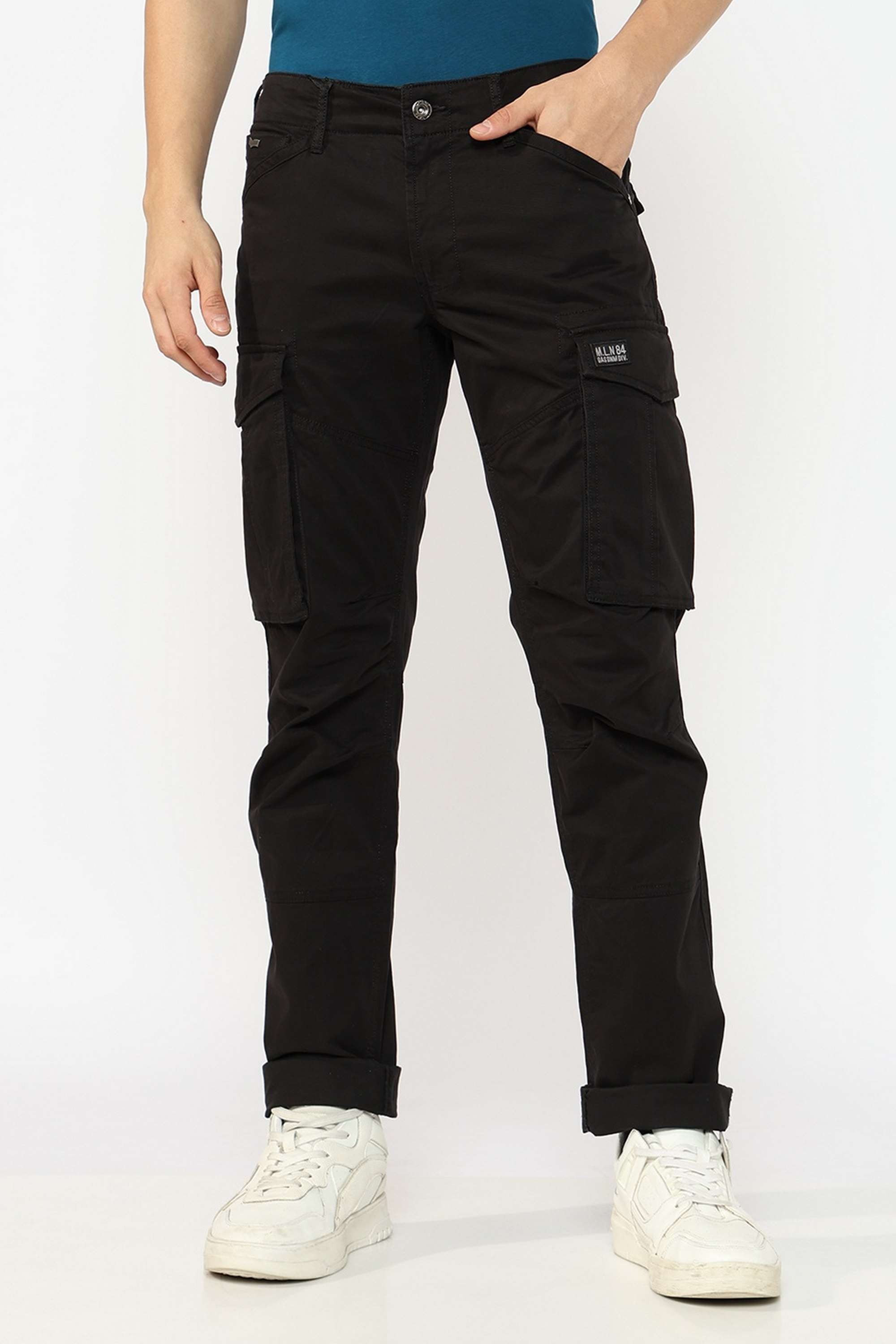 Solid-Cotton-Blend-Straight-Fit-Men-s-Trousers