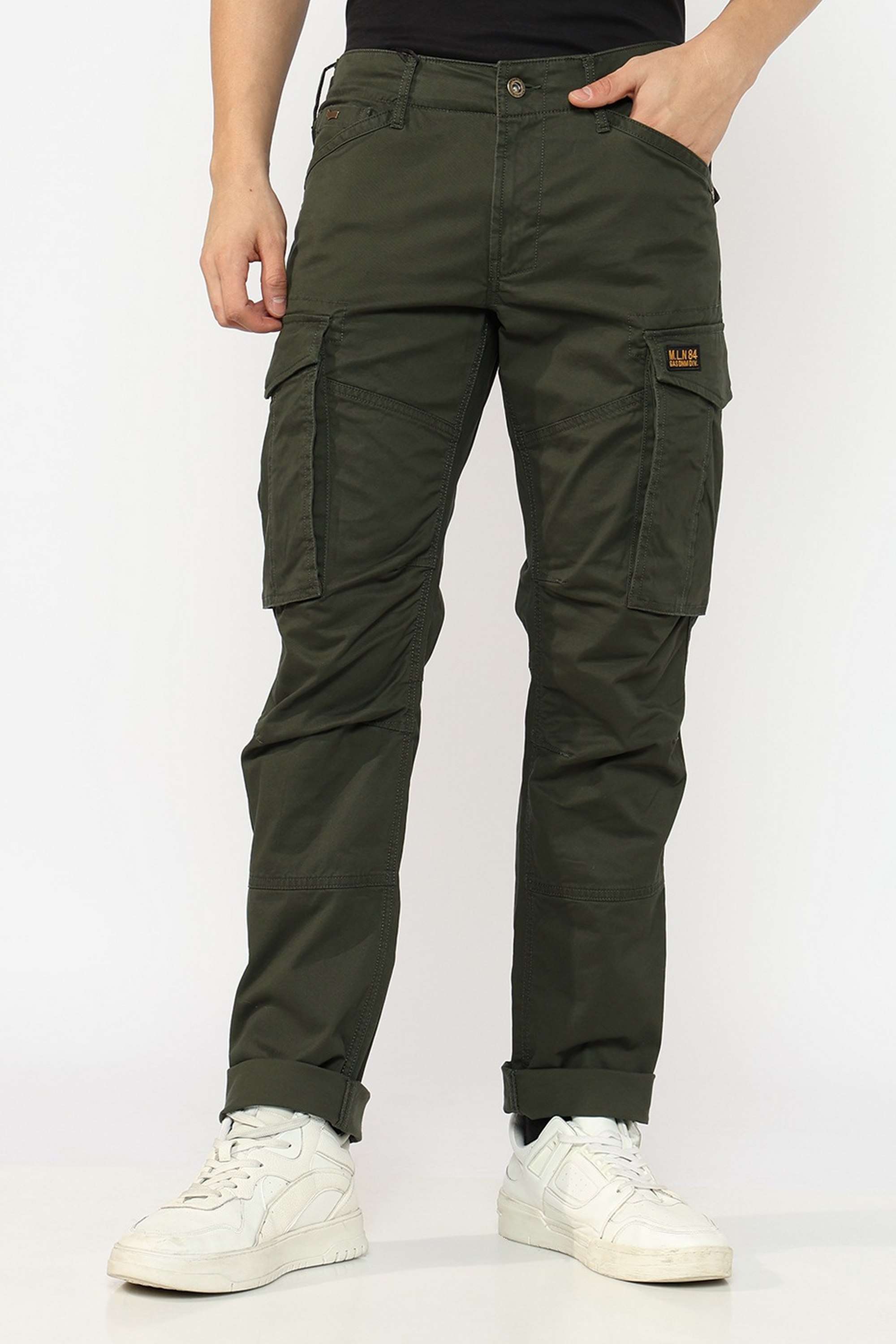 Solid-Cotton-Blend-Straight-Fit-Men-s-Trousers
