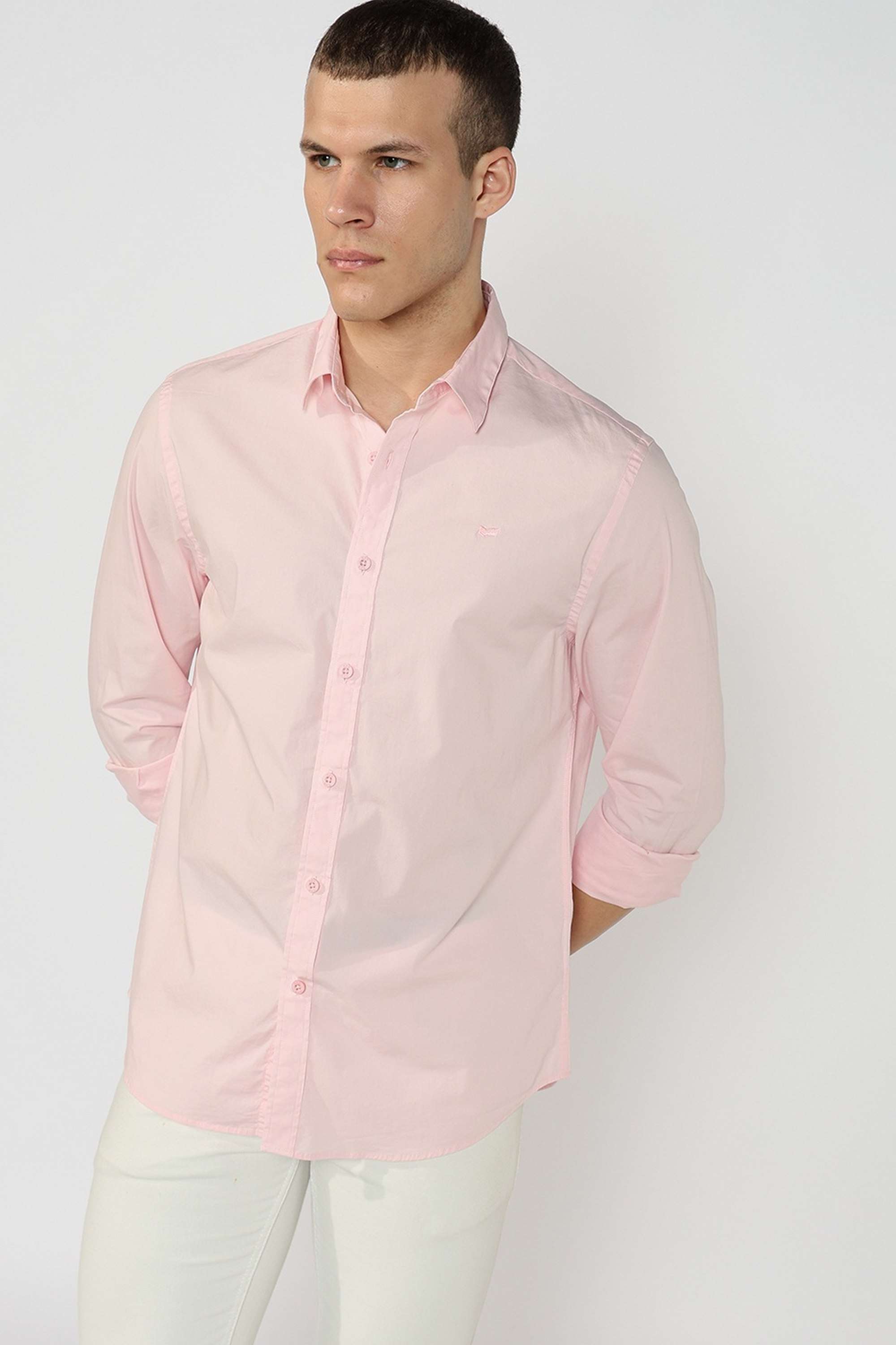 Solid-Cotton-Blend-Regular-Fit-Men-s-Shirt
