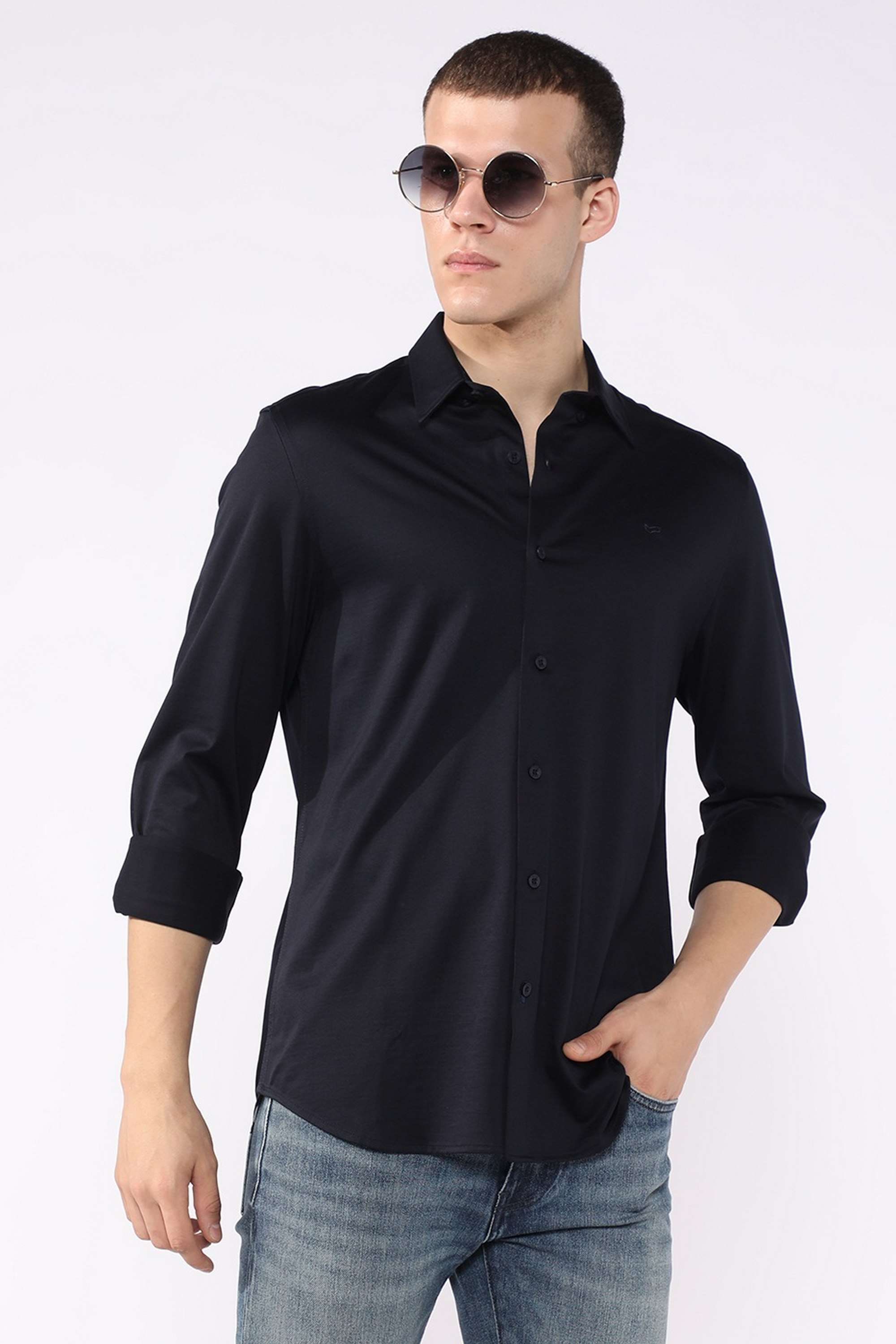 Solid-Cotton-Regular-Fit-Men-s-Shirt