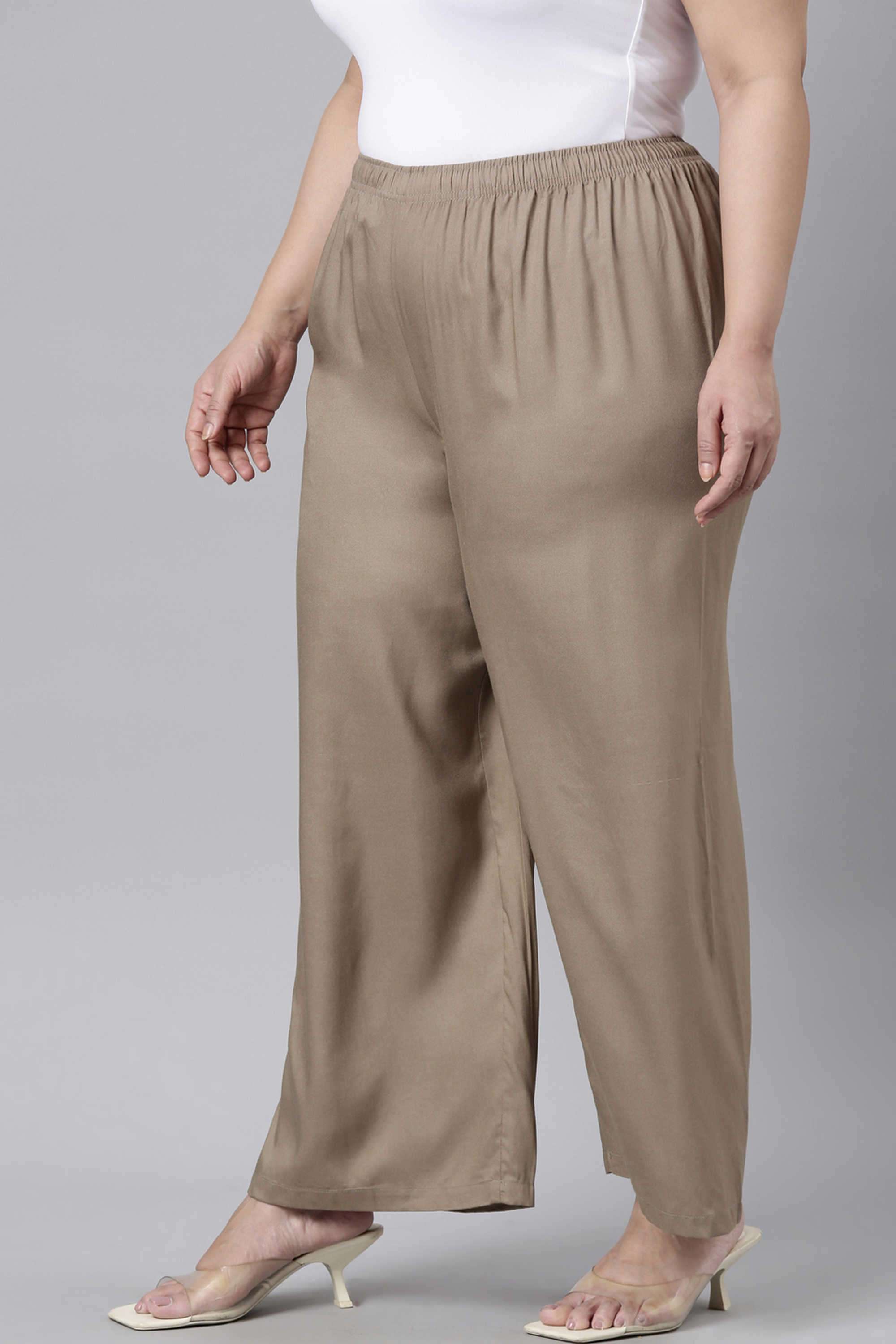 Solid-Blended-Fabric-Women-Palazzos