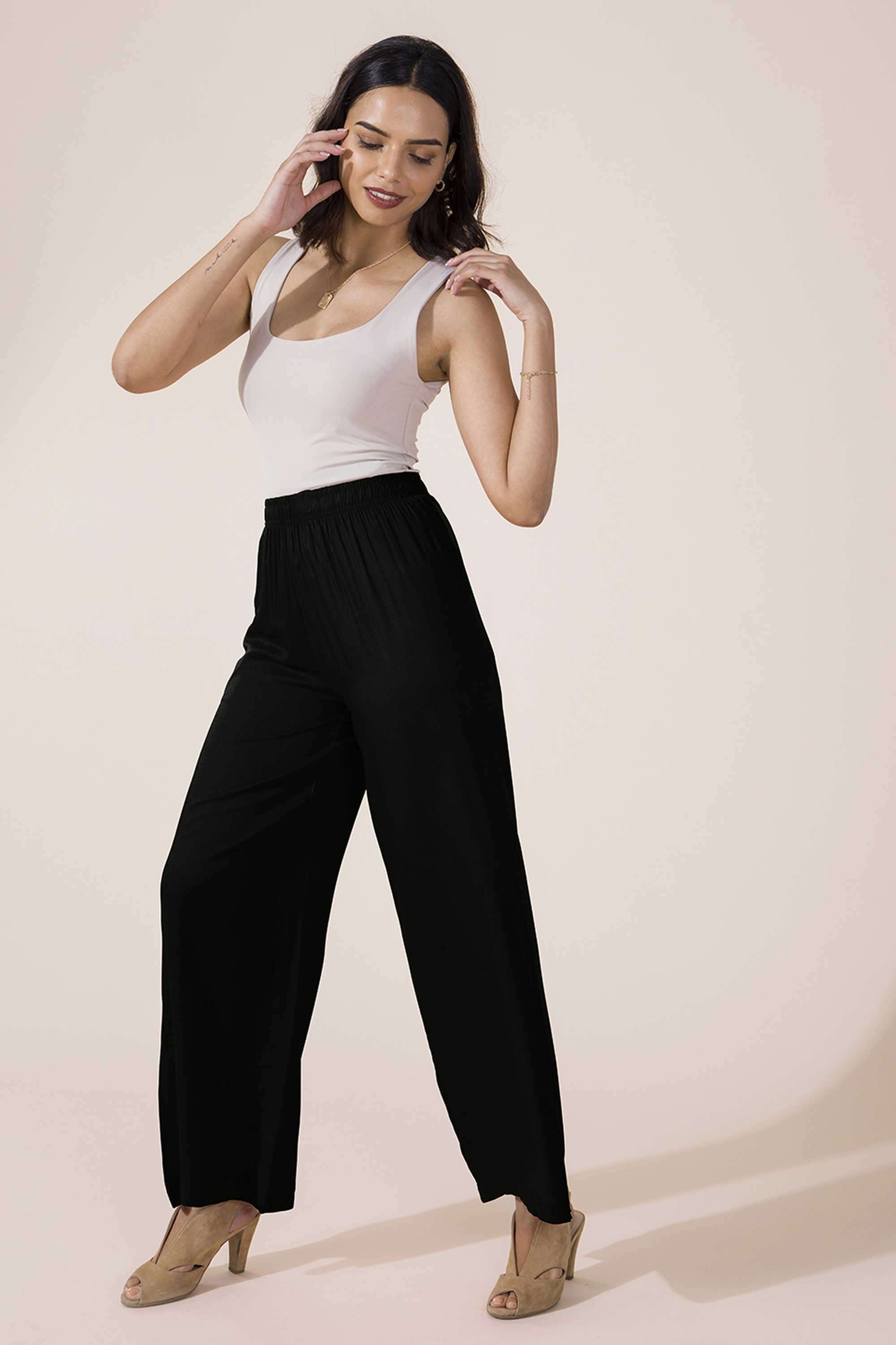 Solid-Blended-Fabric-Women-Pants