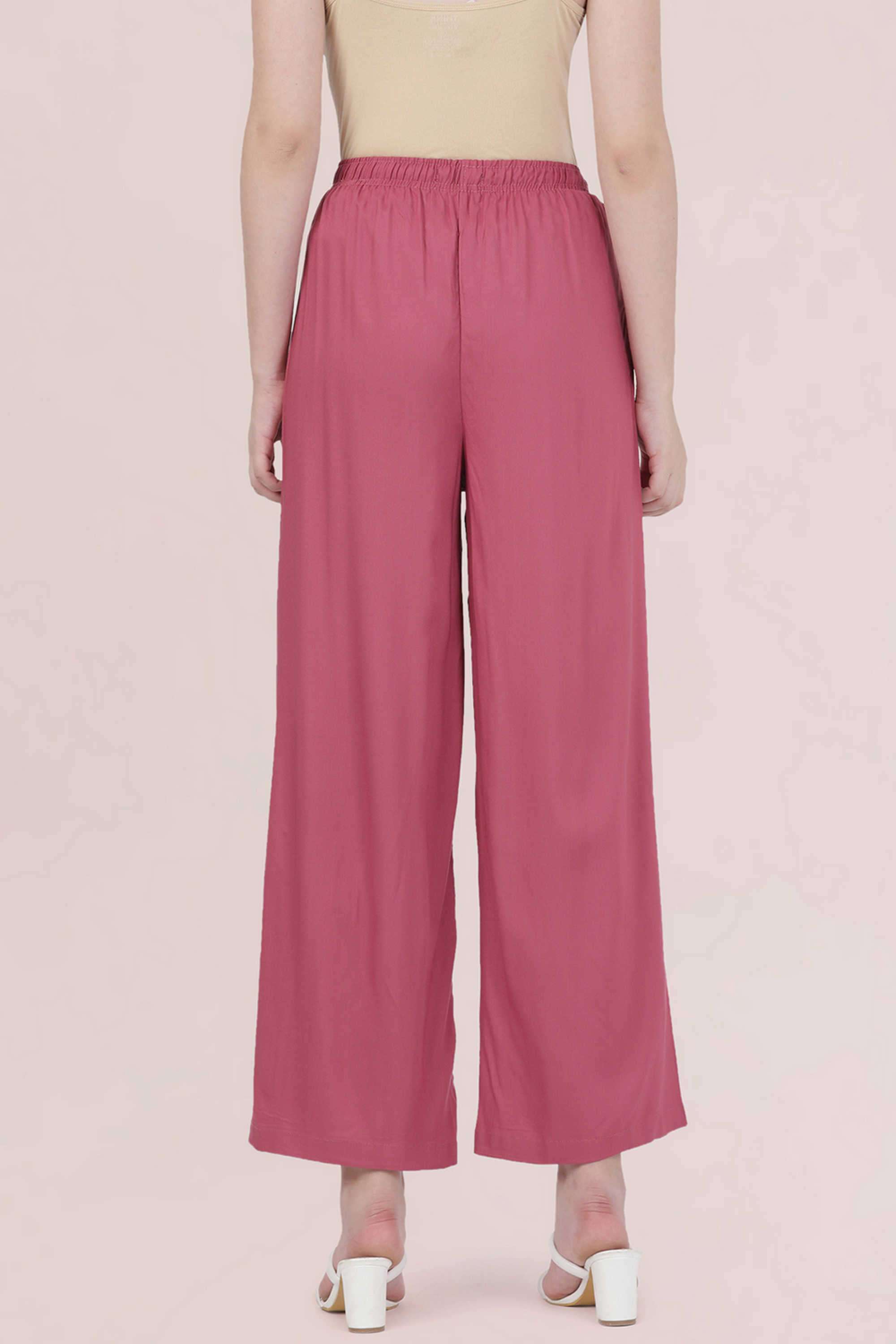 Solid-Blended-Fabric-Relaxed-Fit-Women-s-Palazzos