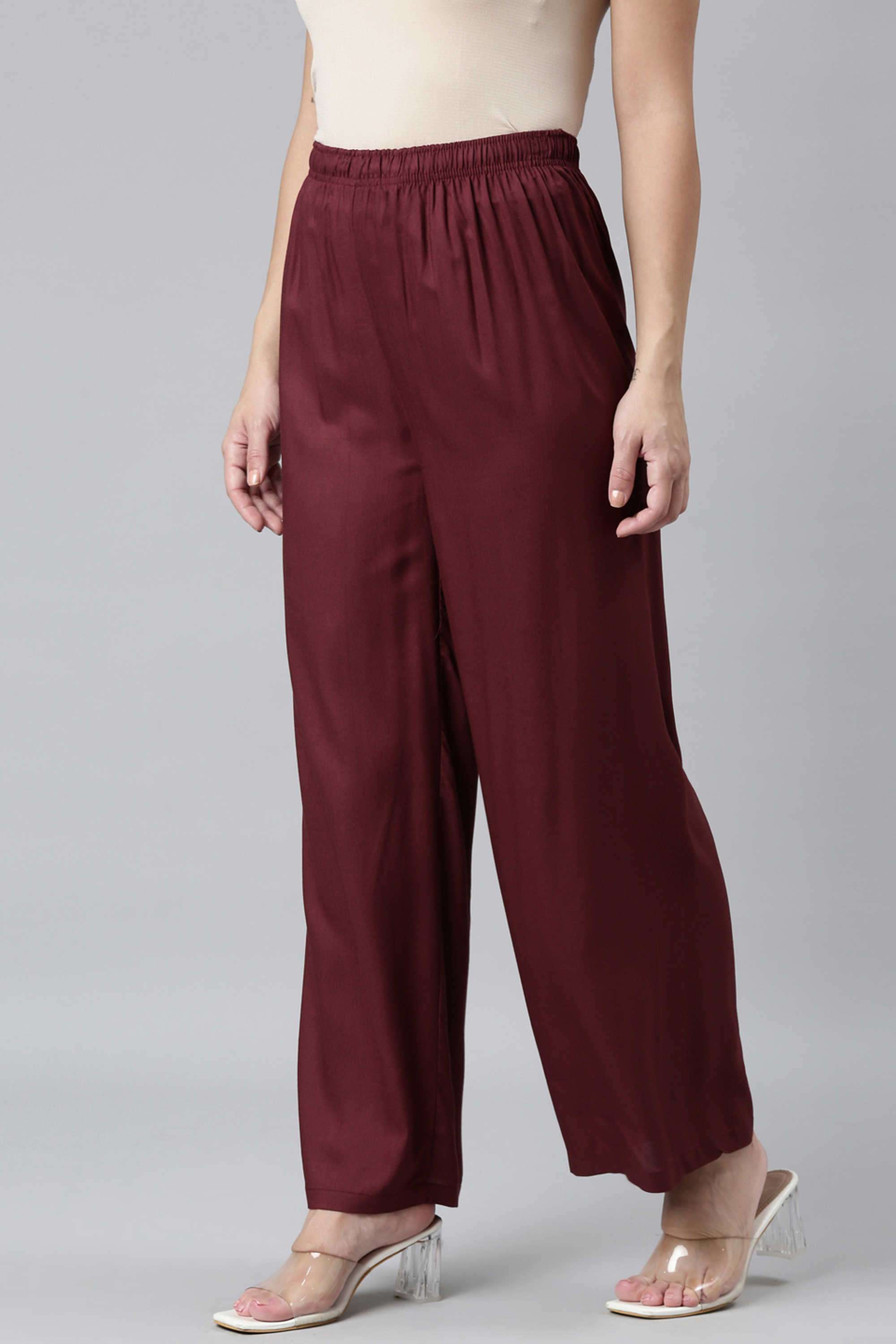 Solid-Blended-Fabric-Women-Palazzos