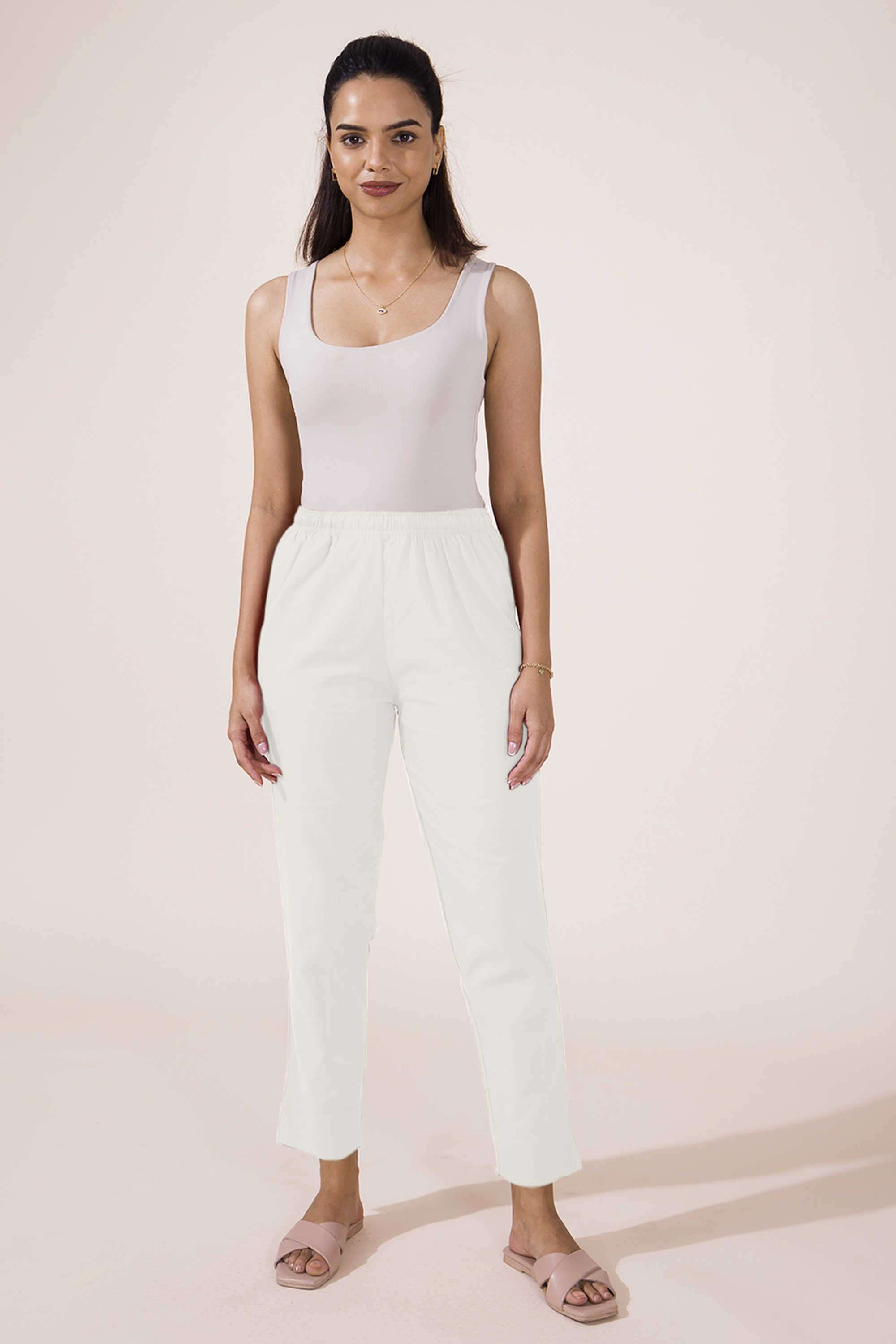 Solid-Blended-Fabric-Regular-Fit-Women-s-Pants