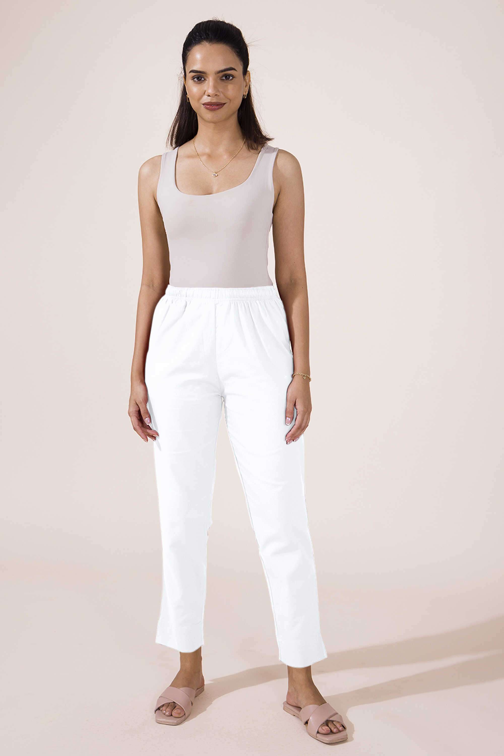 Solid-Blended-Fabric-Regular-Fit-Women-s-Pants