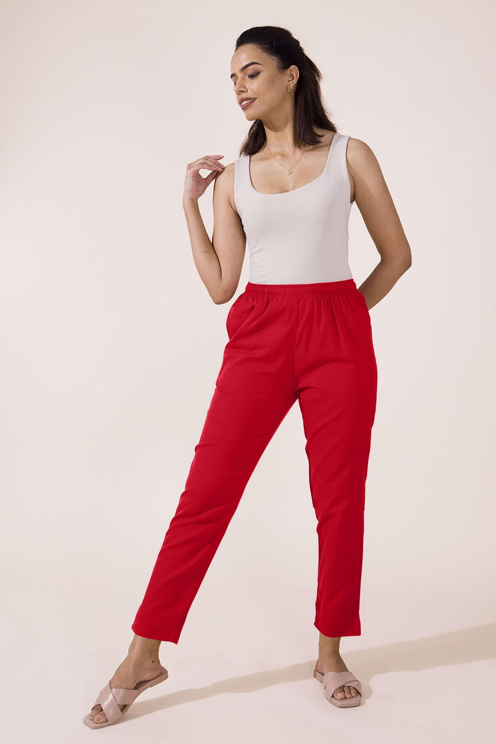 Solid-Regular-Fit-Linen-Women-s-Casual-Wear-Pants