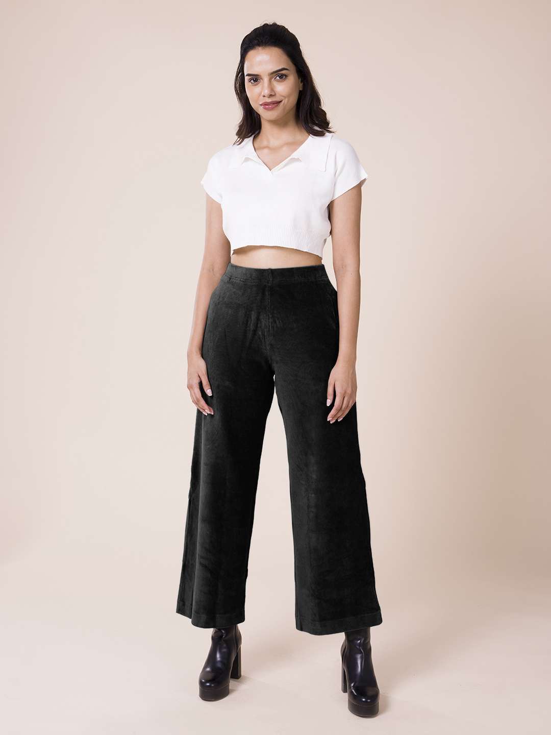 Solid-Relaxed-Fit-Cotton-Women-s-Winter-Wear-Pants