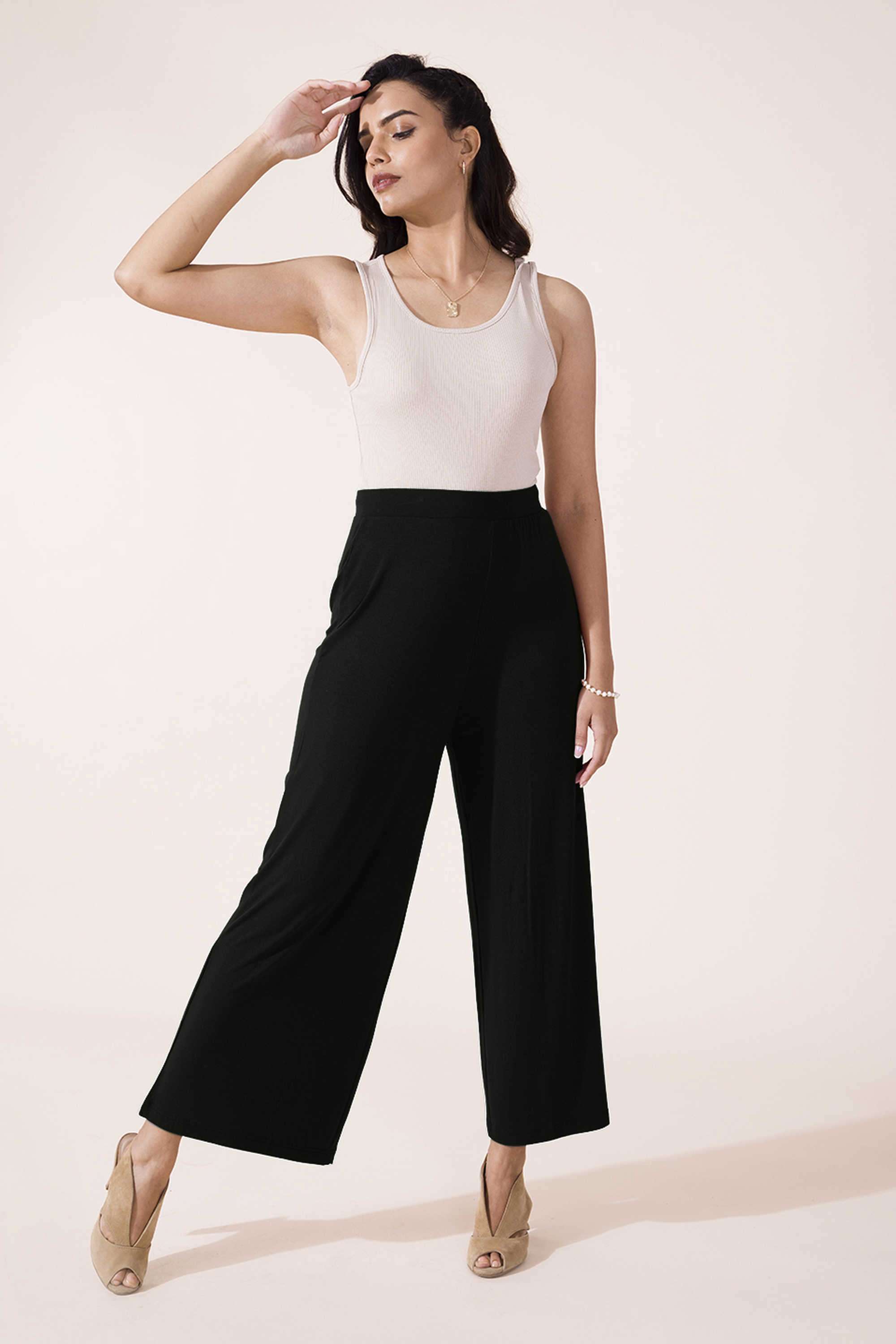 Solid-Blended-Fabric-Women-Palazzos