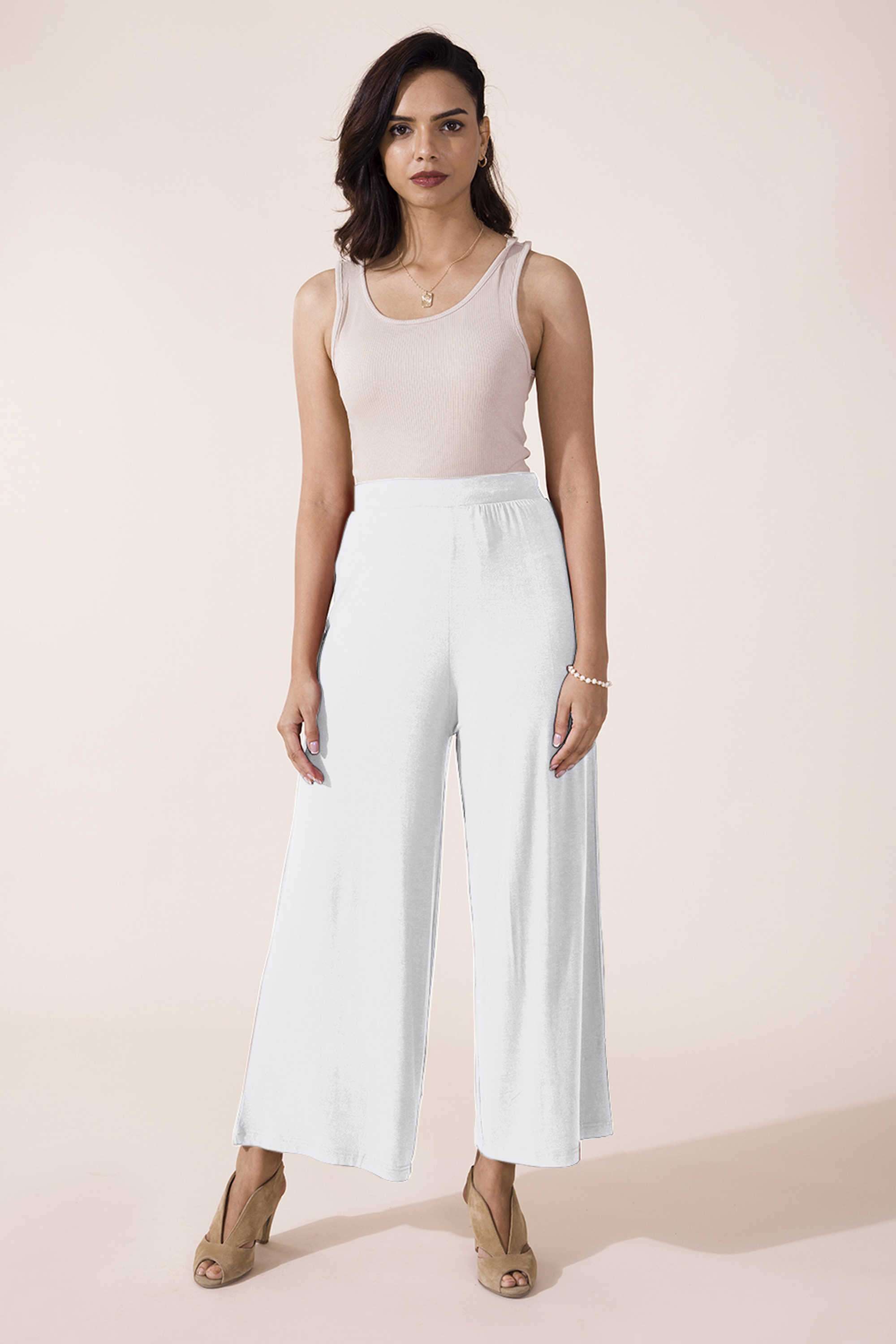 Solid-Blended-Fabric-Relaxed-Fit-Women-s-Palazzos