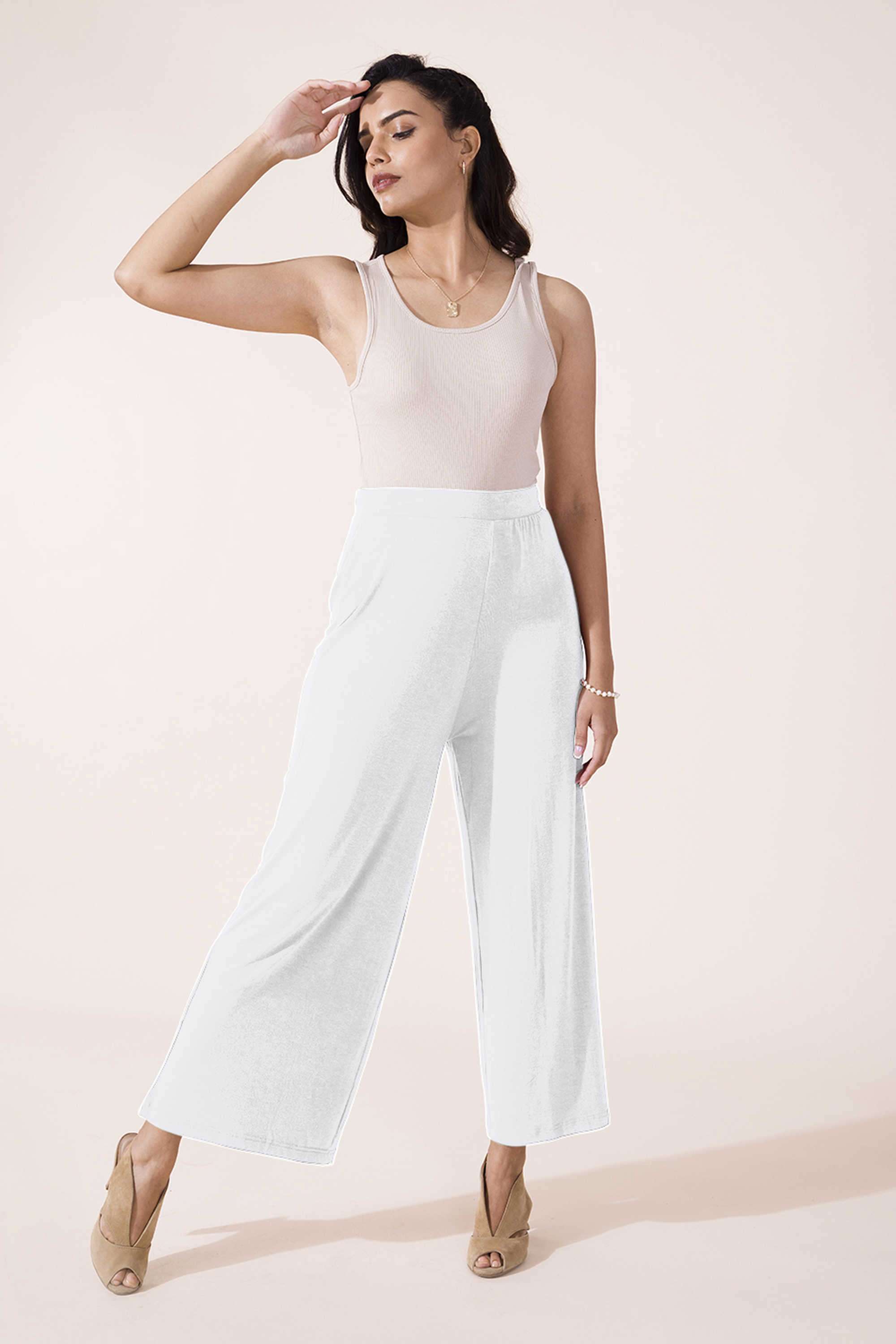 Solid-Blended-Fabric-Relaxed-Fit-Women-s-Palazzos
