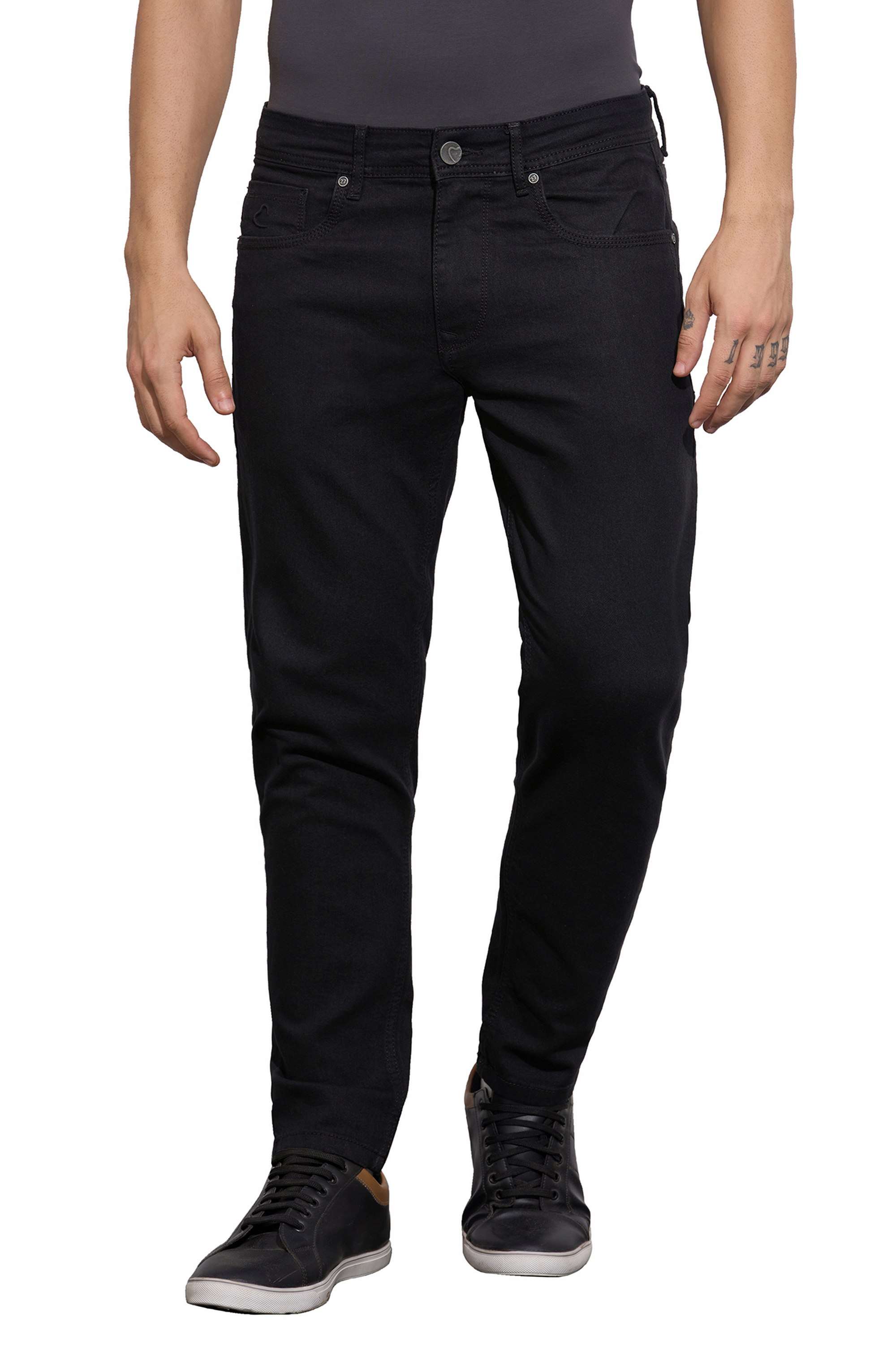 Knitted-Blended-Fabric-Tapered-Fit-Men-s-Jeans