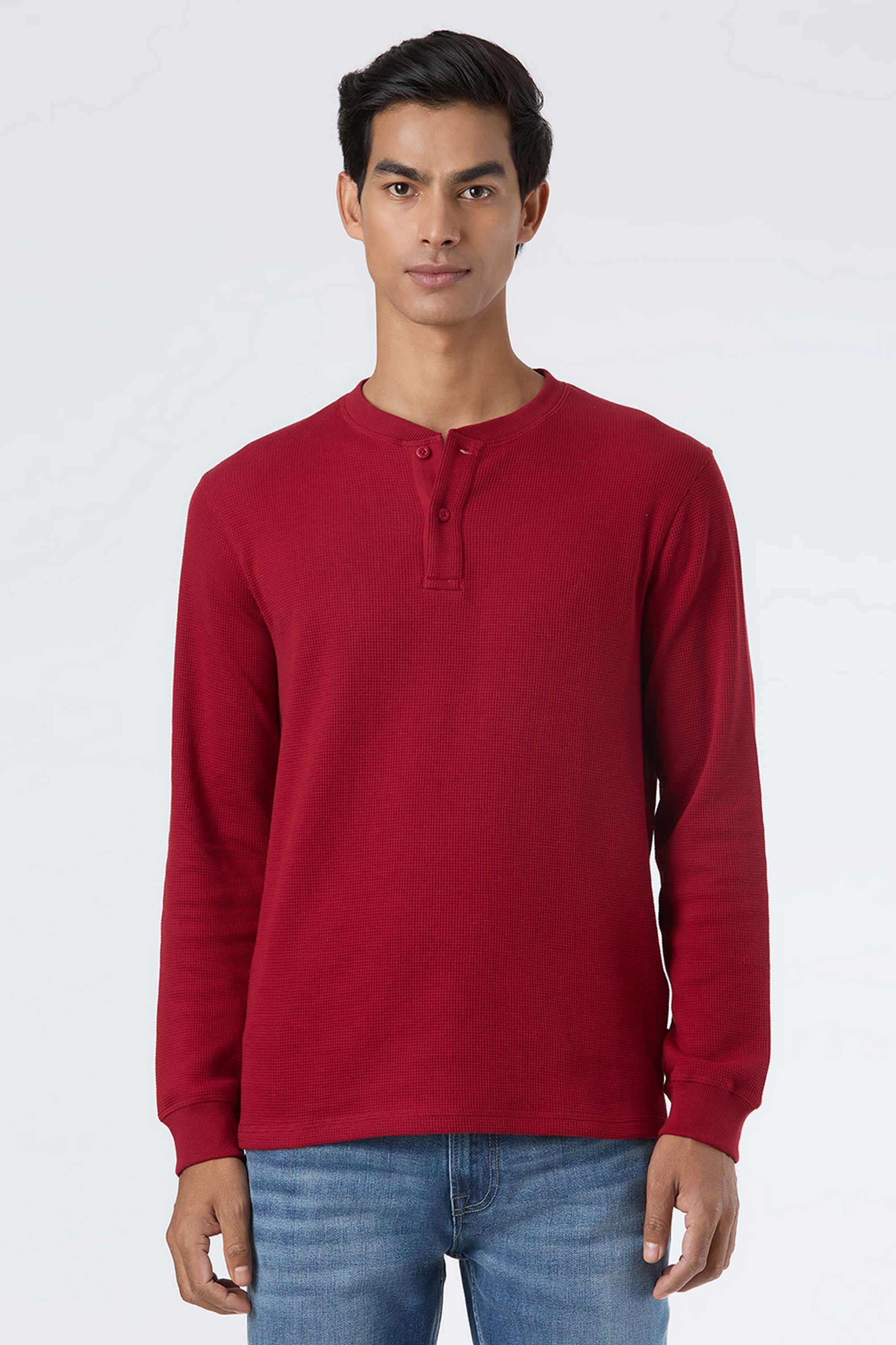 Textured-Cotton-Blend-Regular-Fit-Men-T-Shirt