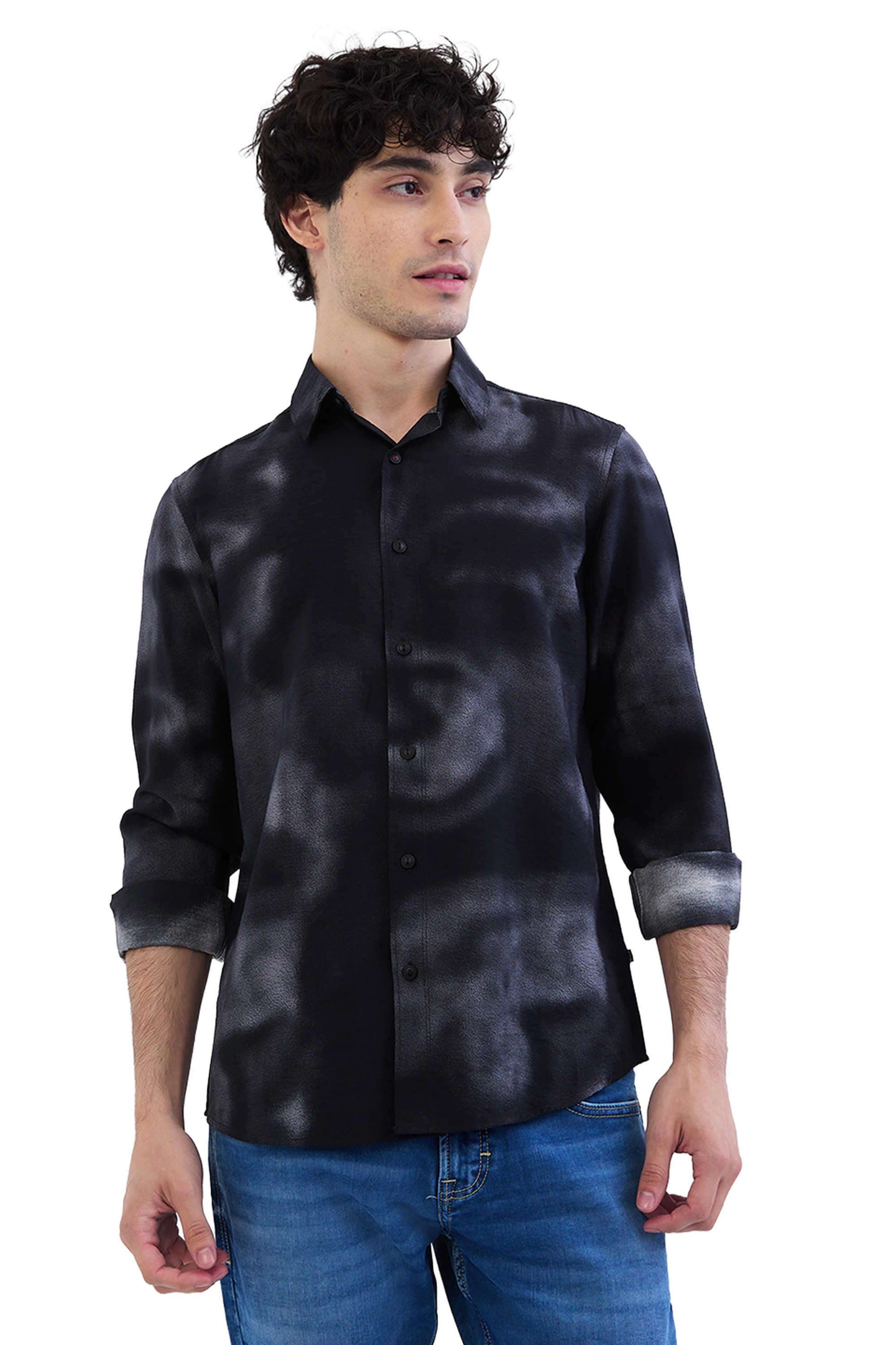 Tie-&-Dye-Nylon-Slim-Fit-Men-s-Casual-Shirt