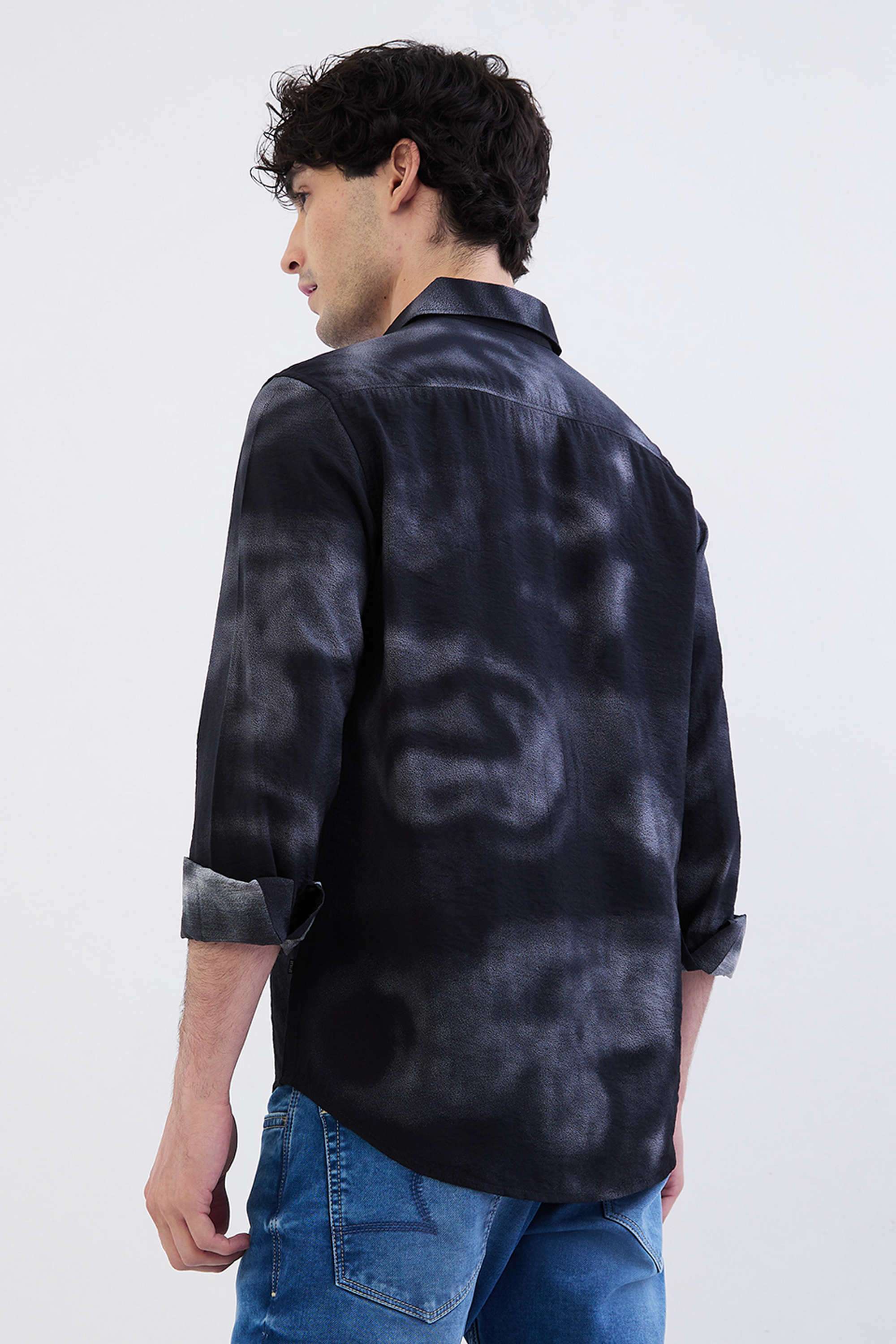 Tie-&-Dye-Nylon-Slim-Fit-Men-s-Casual-Shirt