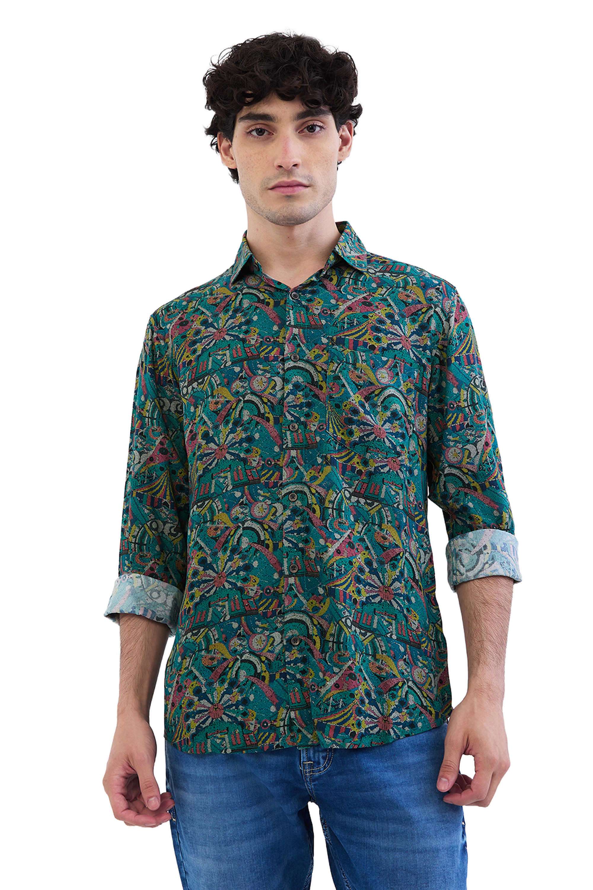 Block-Print-Viscose-Slim-Fit-Men-s-Casual-Shirt