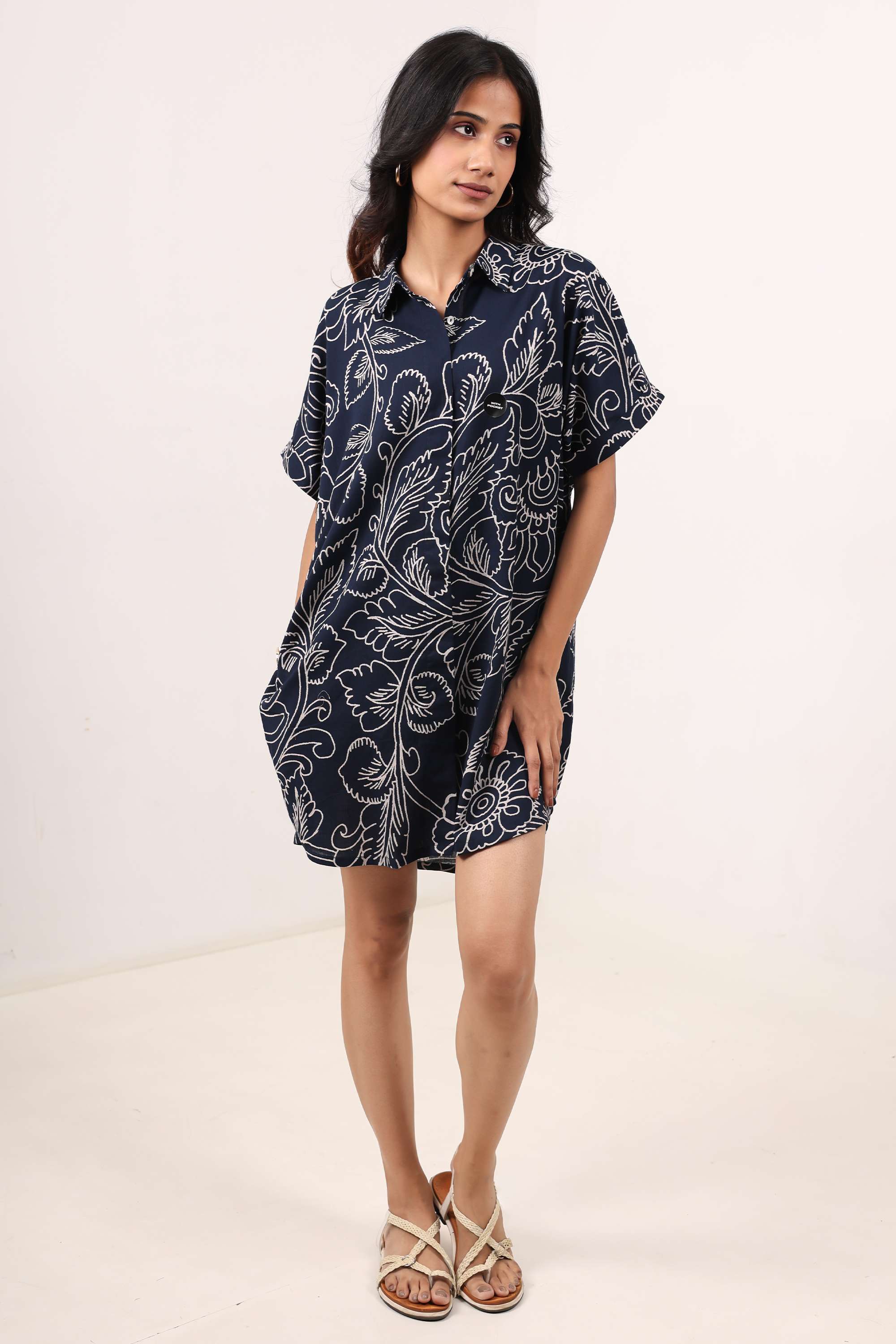 intune Printed Collared Blended Fabric Women Dress-picture-16